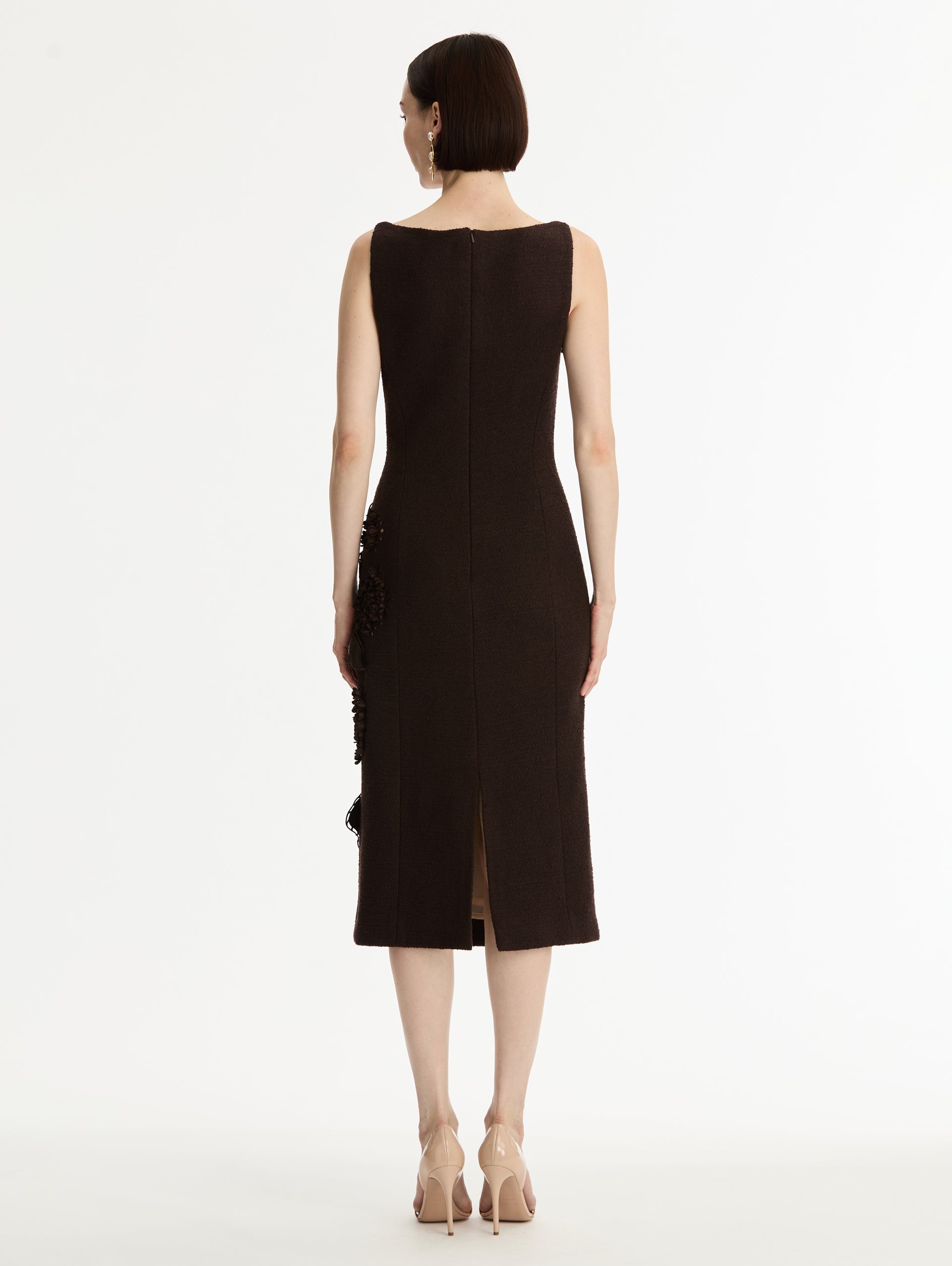 Porcelain Flower Cutout Dress Mahogany / Oscar de la Renta