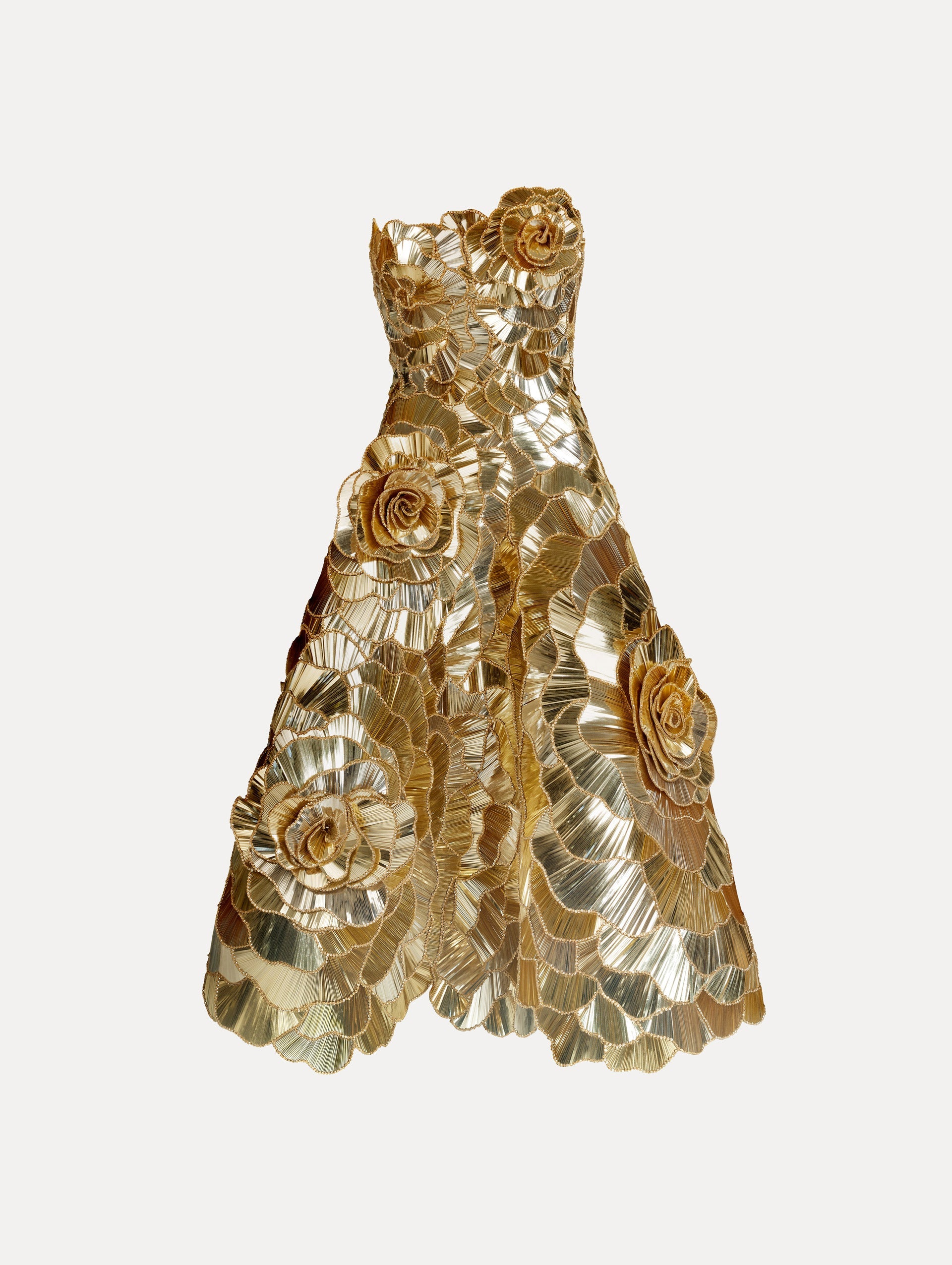 Geometric Sequin Rosette Cocktail Dress Gold / Oscar de la Renta