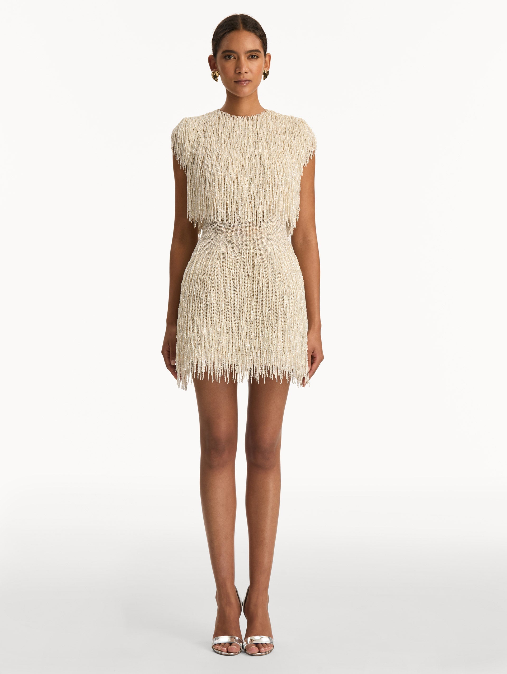 Pearl Fringe Cocktail Dress Cream / Oscar de la Renta