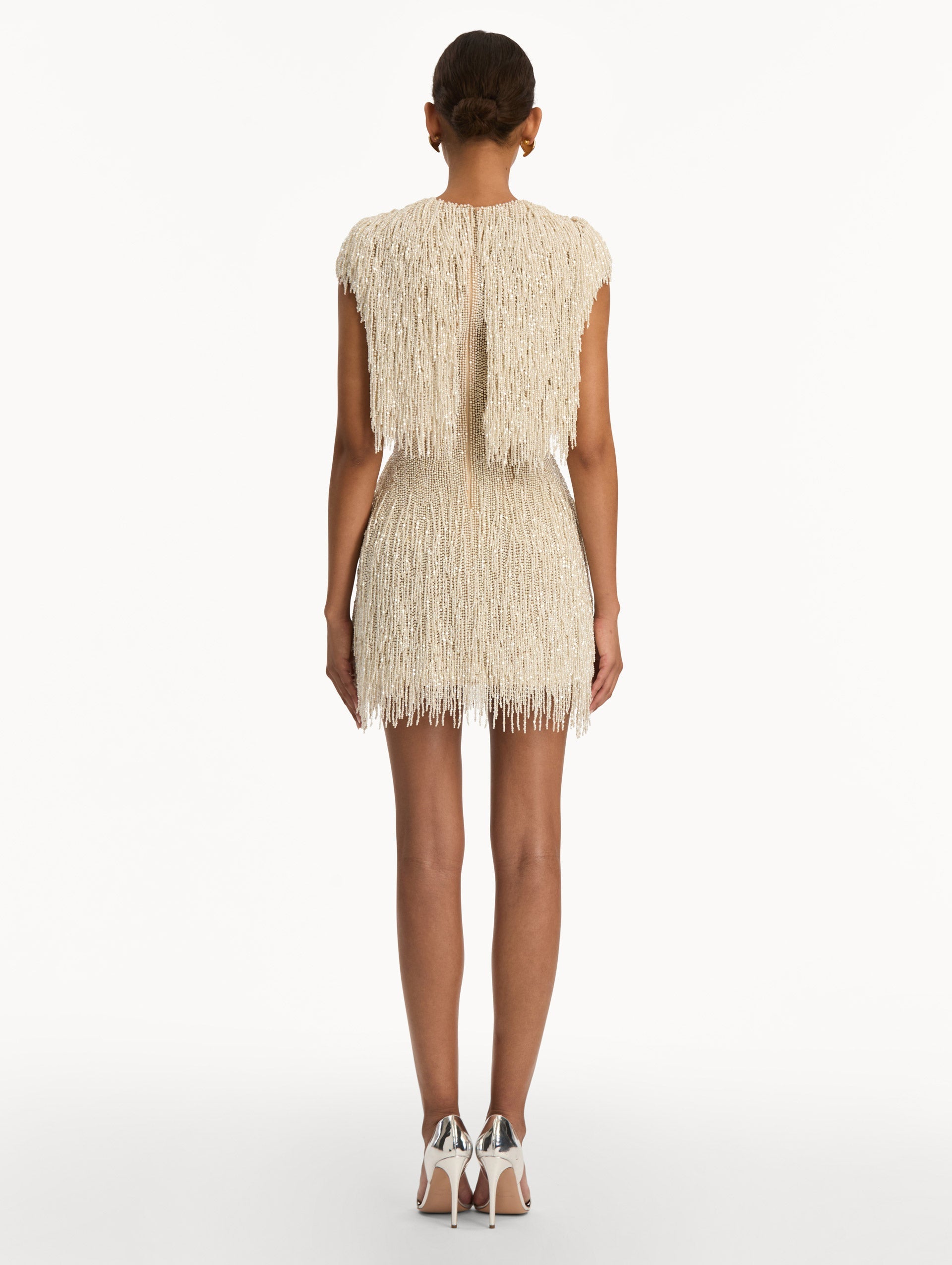 Pearl Fringe Cocktail Dress Cream / Oscar de la Renta