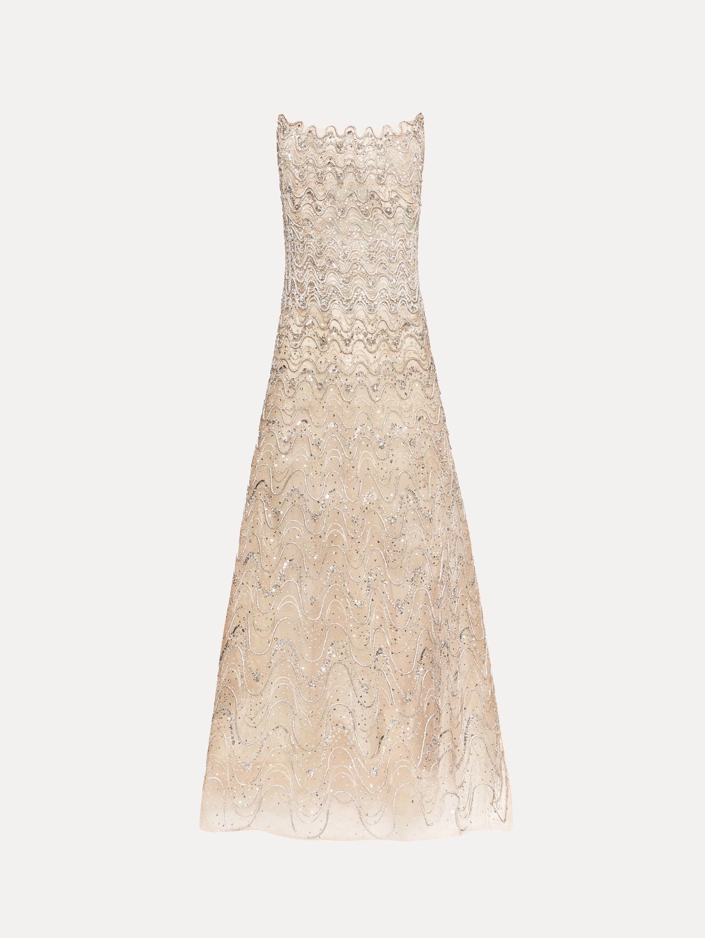Crystal Wave Embroidered Dress Silver / Oscar de la Renta