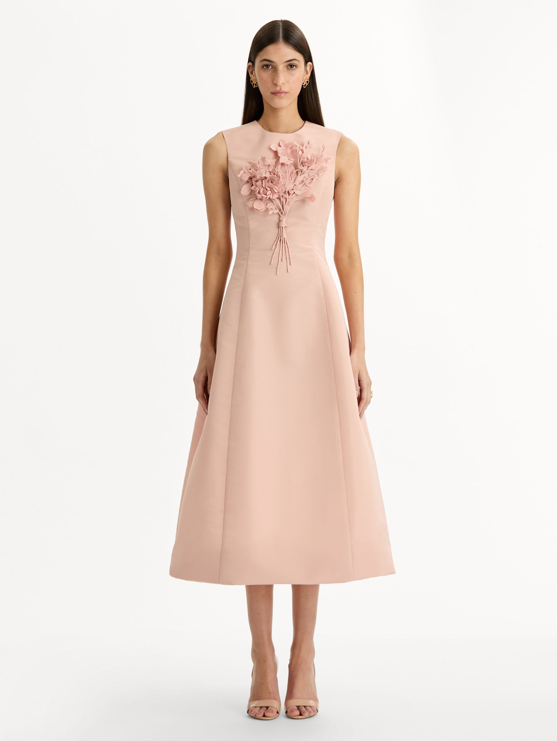 Bouquet Embroidered Cocktail Dress Blush / Oscar de la Renta