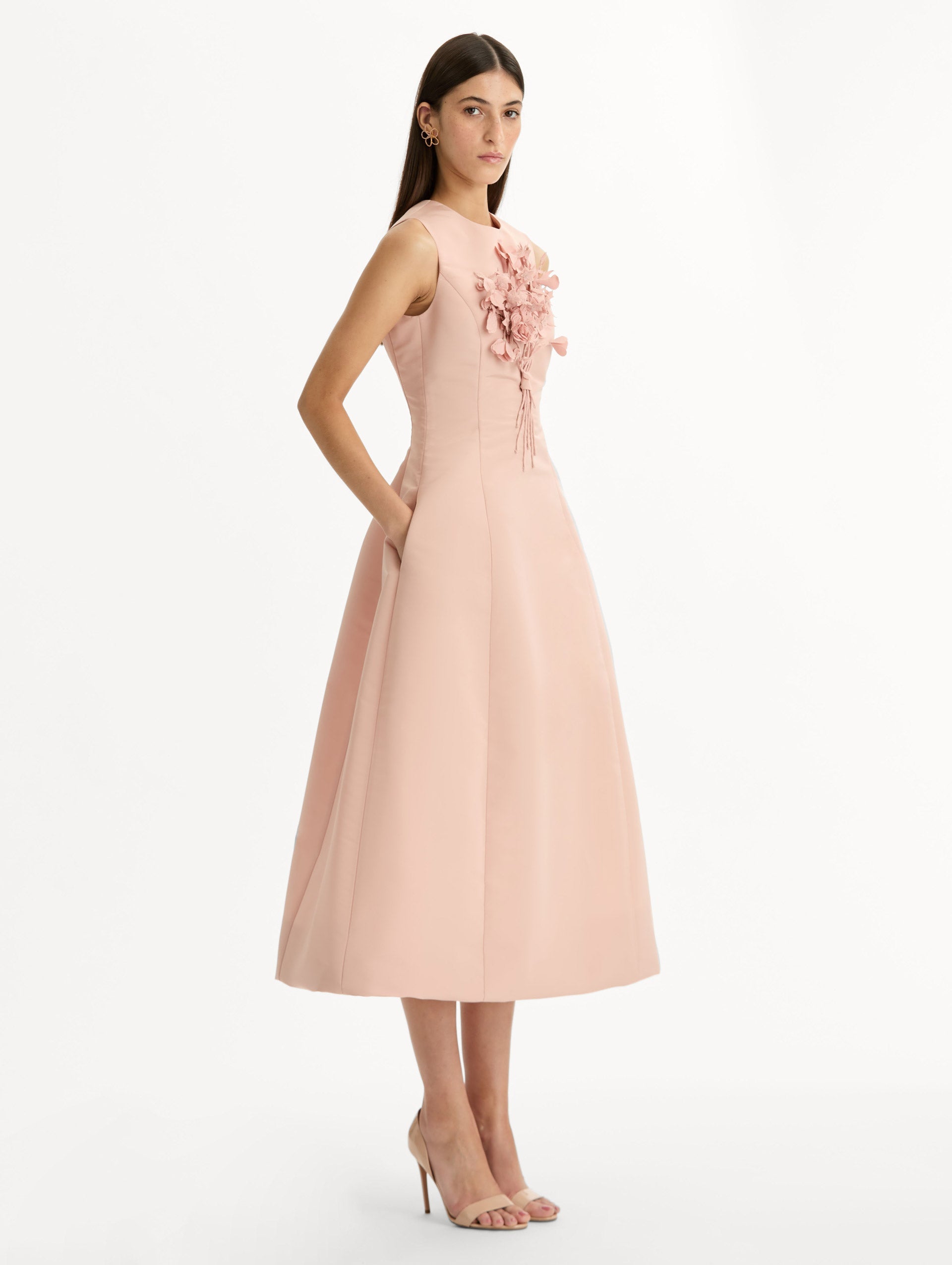 Bouquet Embroidered Cocktail Dress Blush / Oscar de la Renta