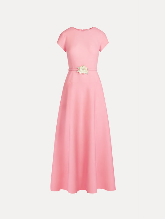 Floral Belt Short Sleeve Dress Petal / Oscar de la Renta