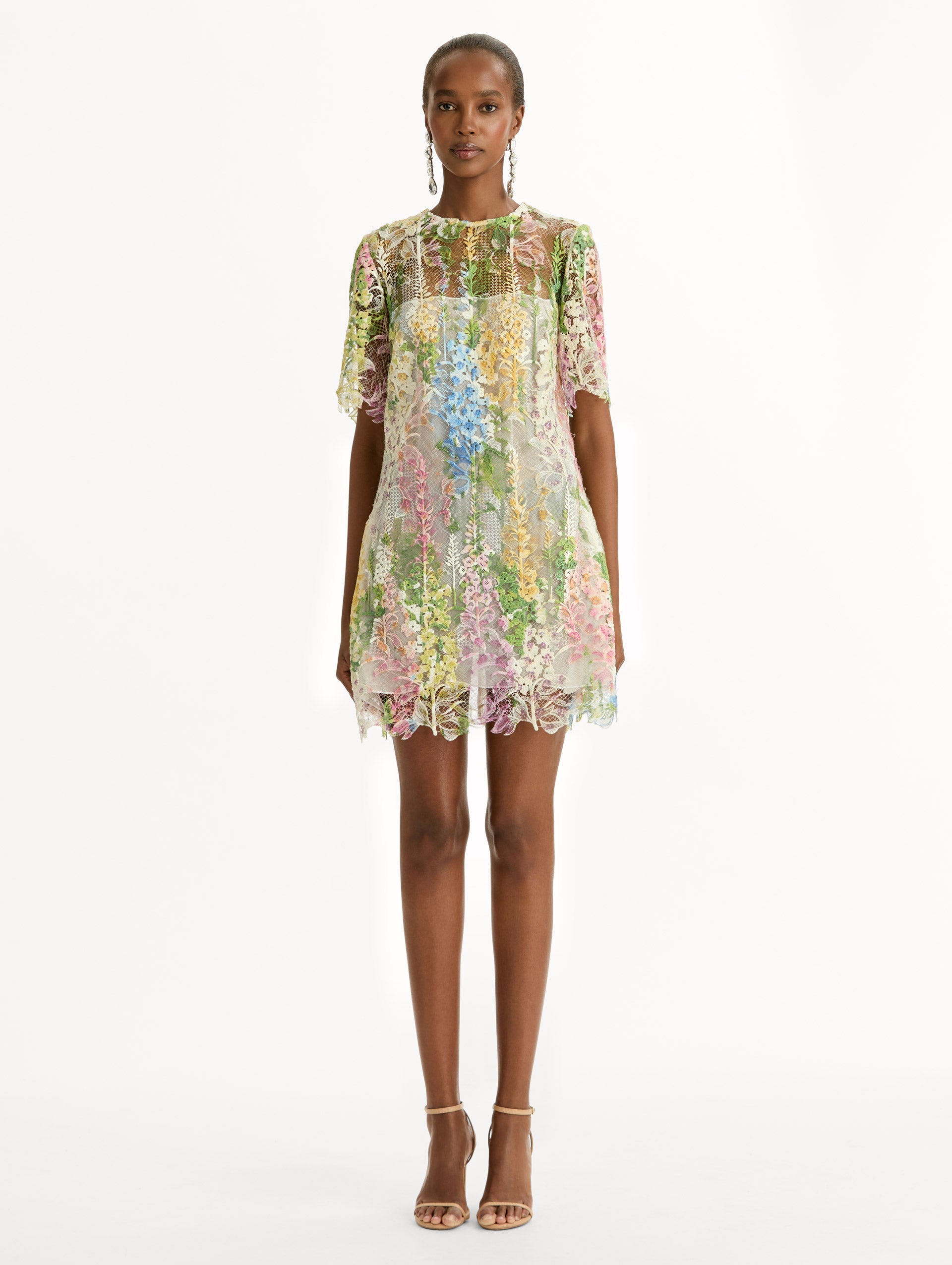 Foxglove Guipure Shift Dress White multi / Oscar de la Renta