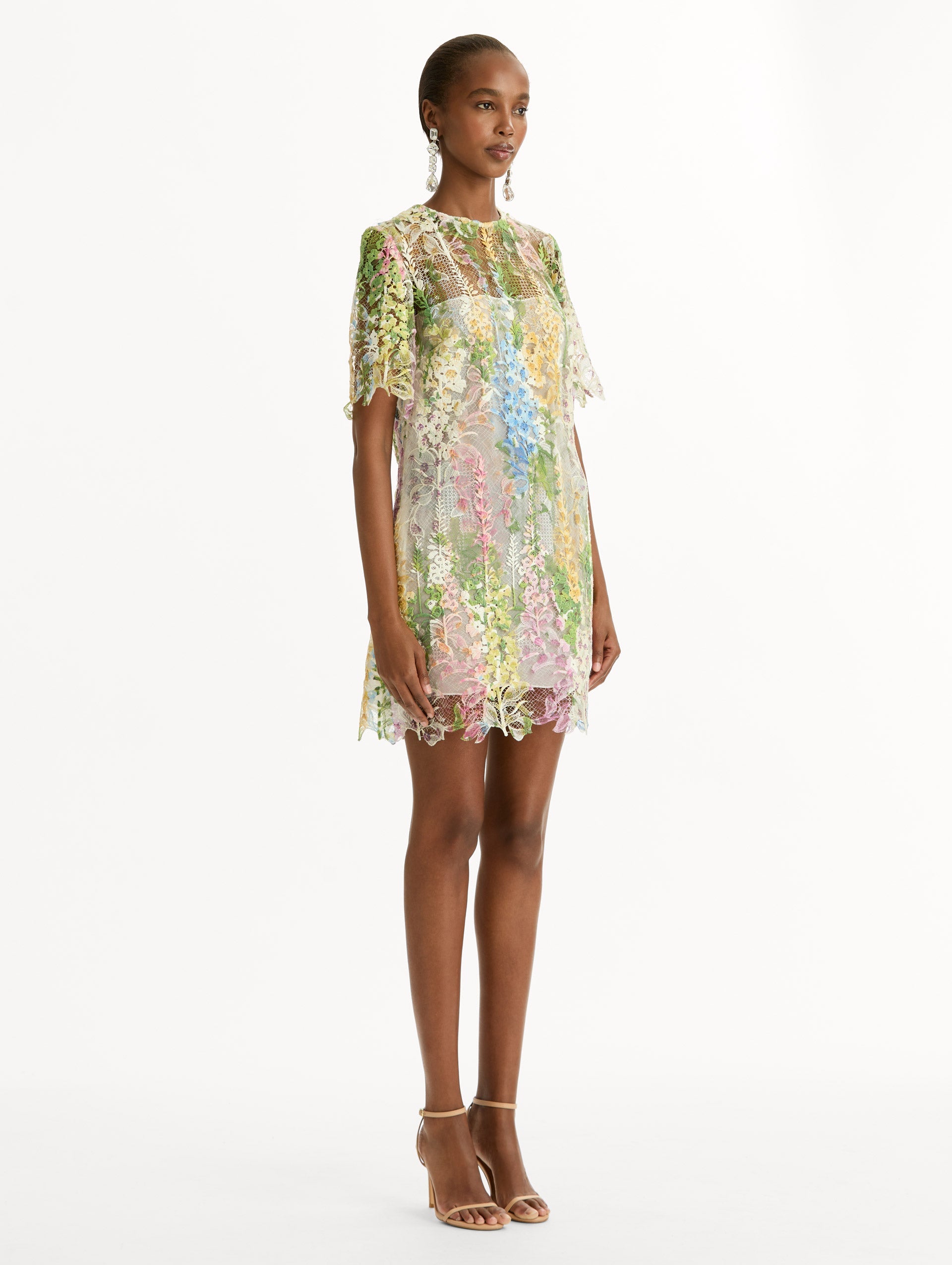 Foxglove Guipure Shift Dress White multi / Oscar de la Renta
