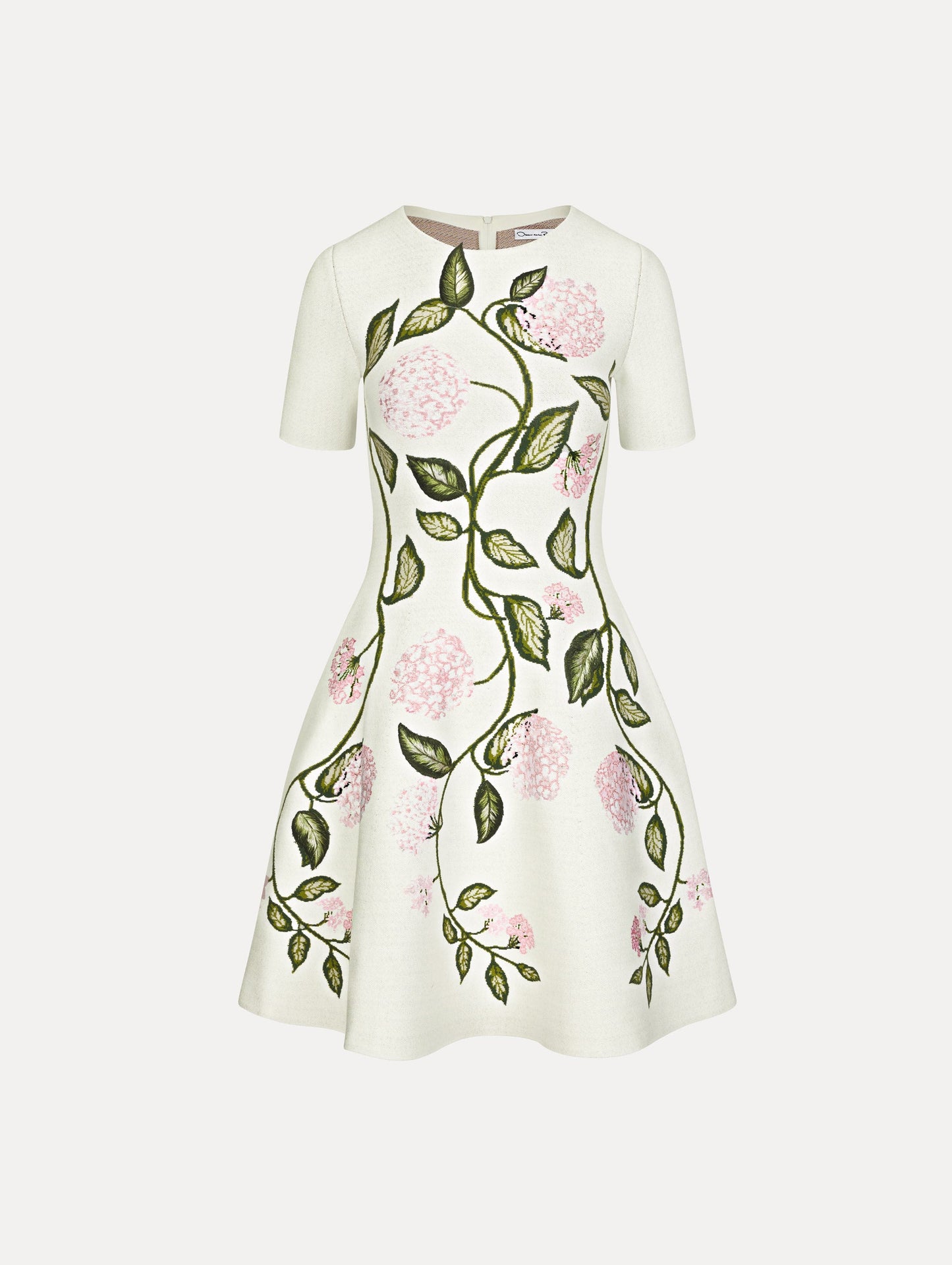 Porcelain Flower Jacquard Dress Ivory/pink / Oscar de la Renta