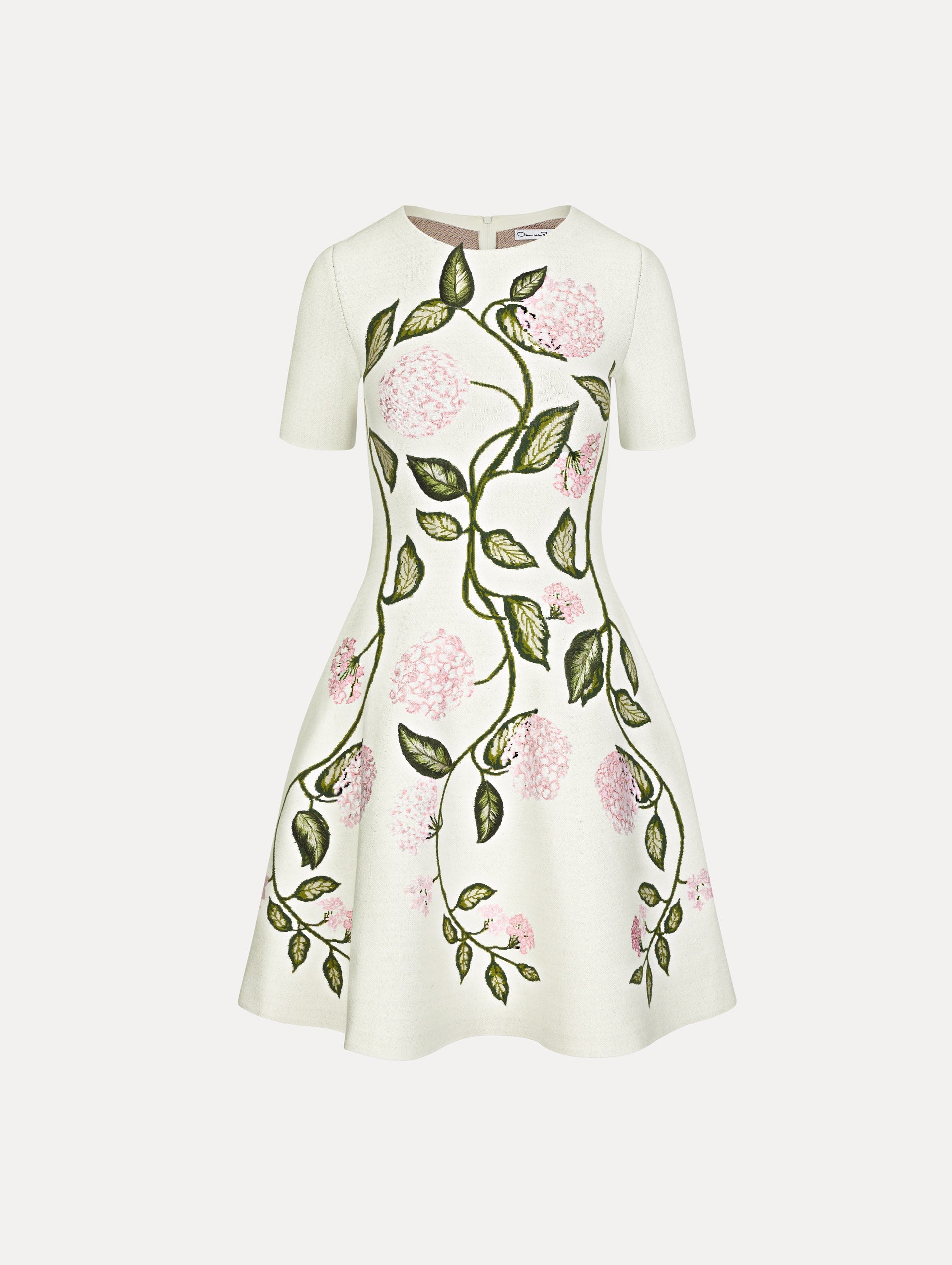Porcelain Flower Jacquard Dress Ivory/pink / Oscar de la Renta