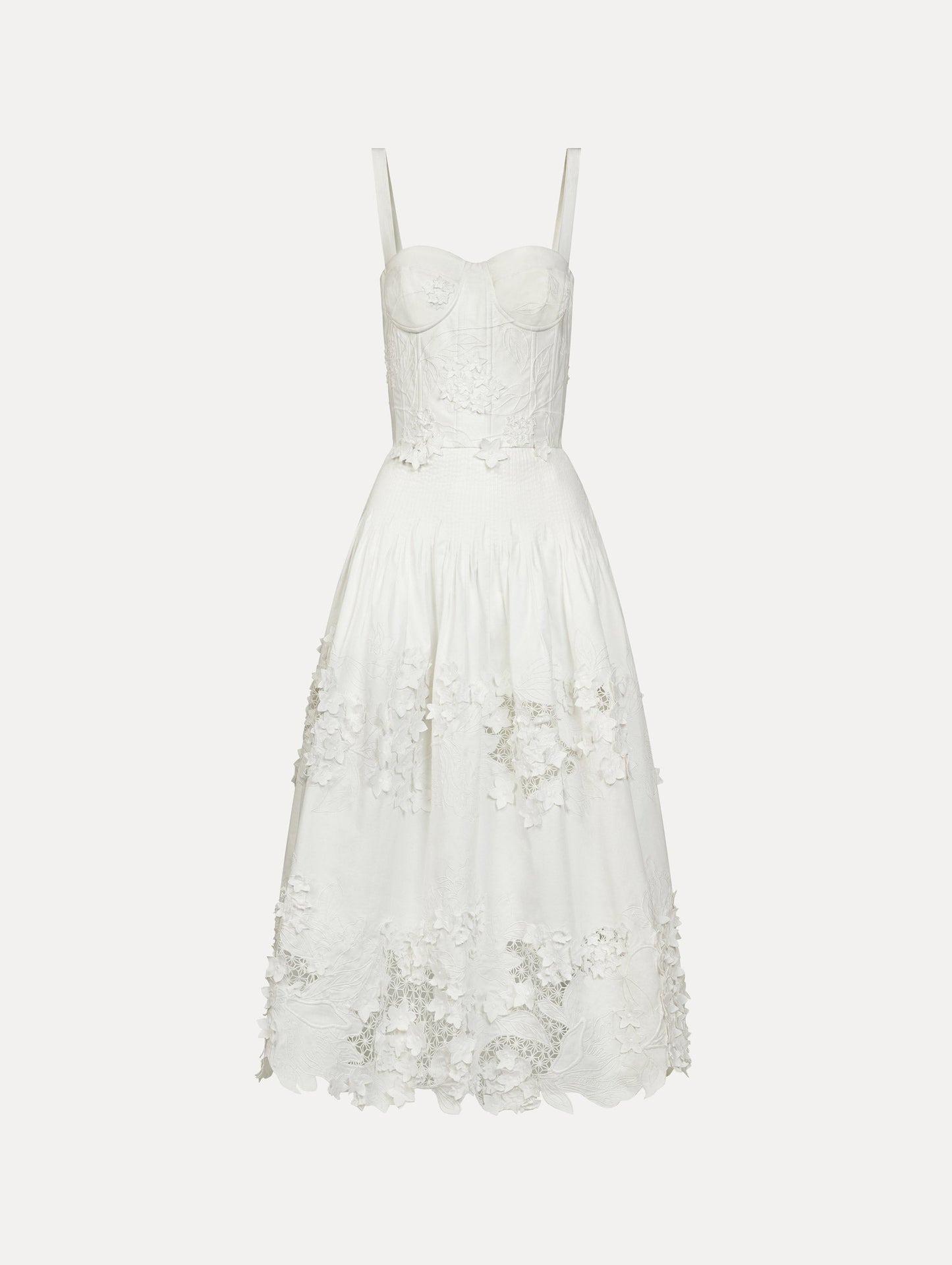Porcelain Flower Guipure Bustier Dress White / Oscar de la Renta