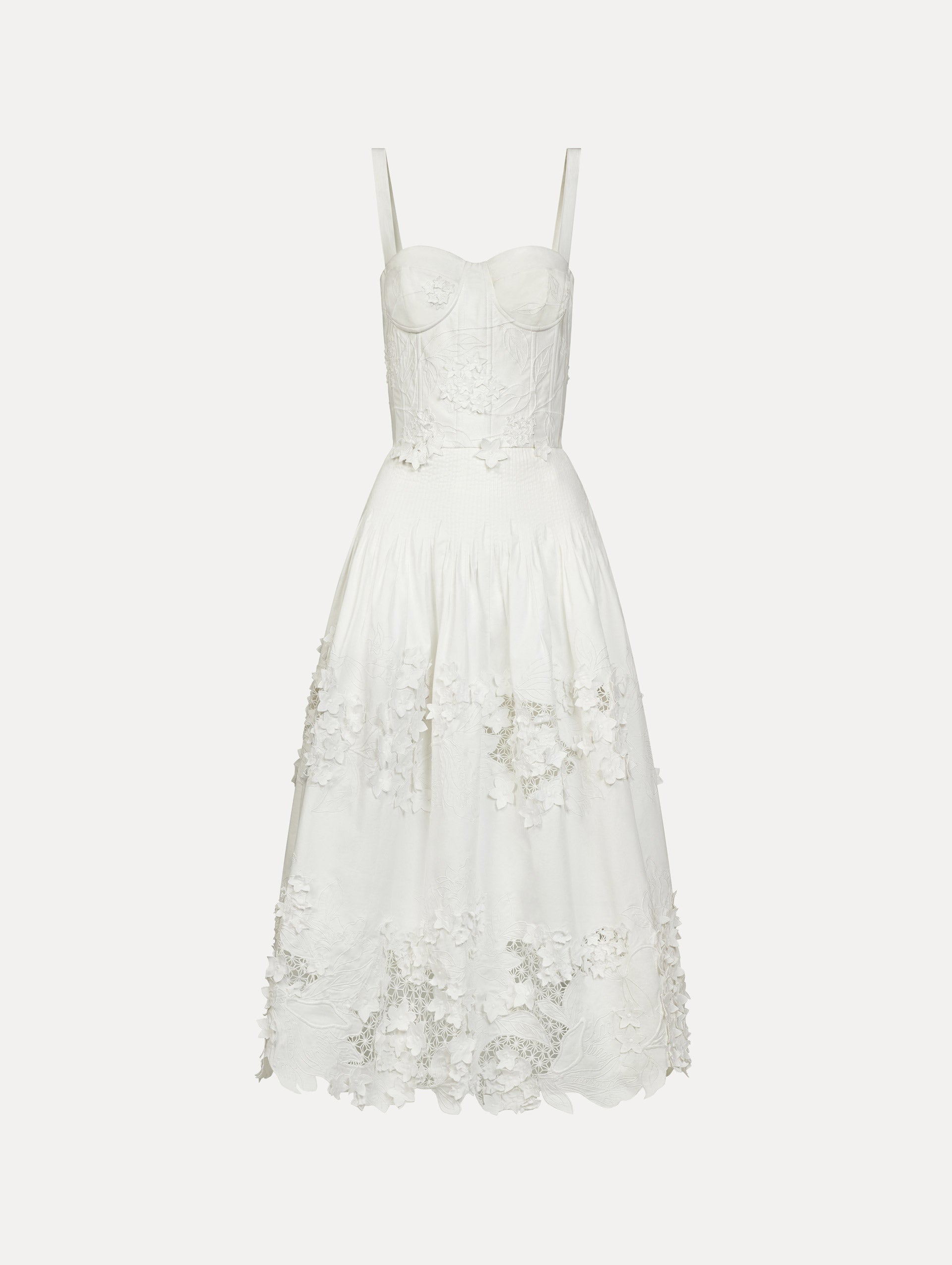 Porcelain Flower Guipure Bustier Dress White / Oscar de la Renta