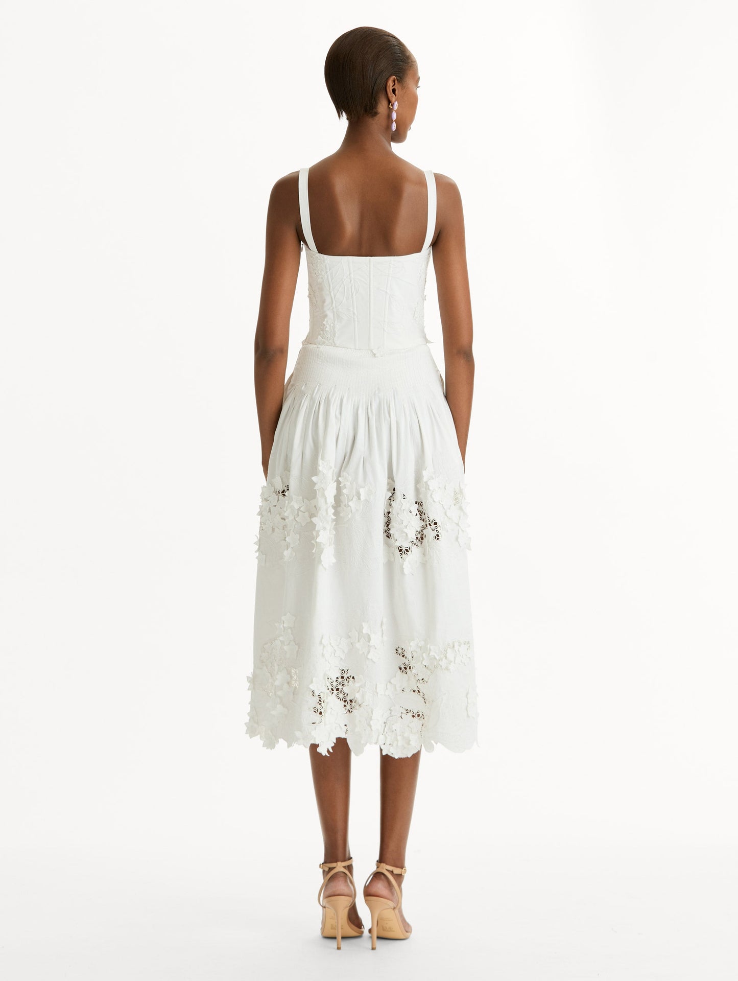 Porcelain Flower Guipure Bustier Dress White / Oscar de la Renta