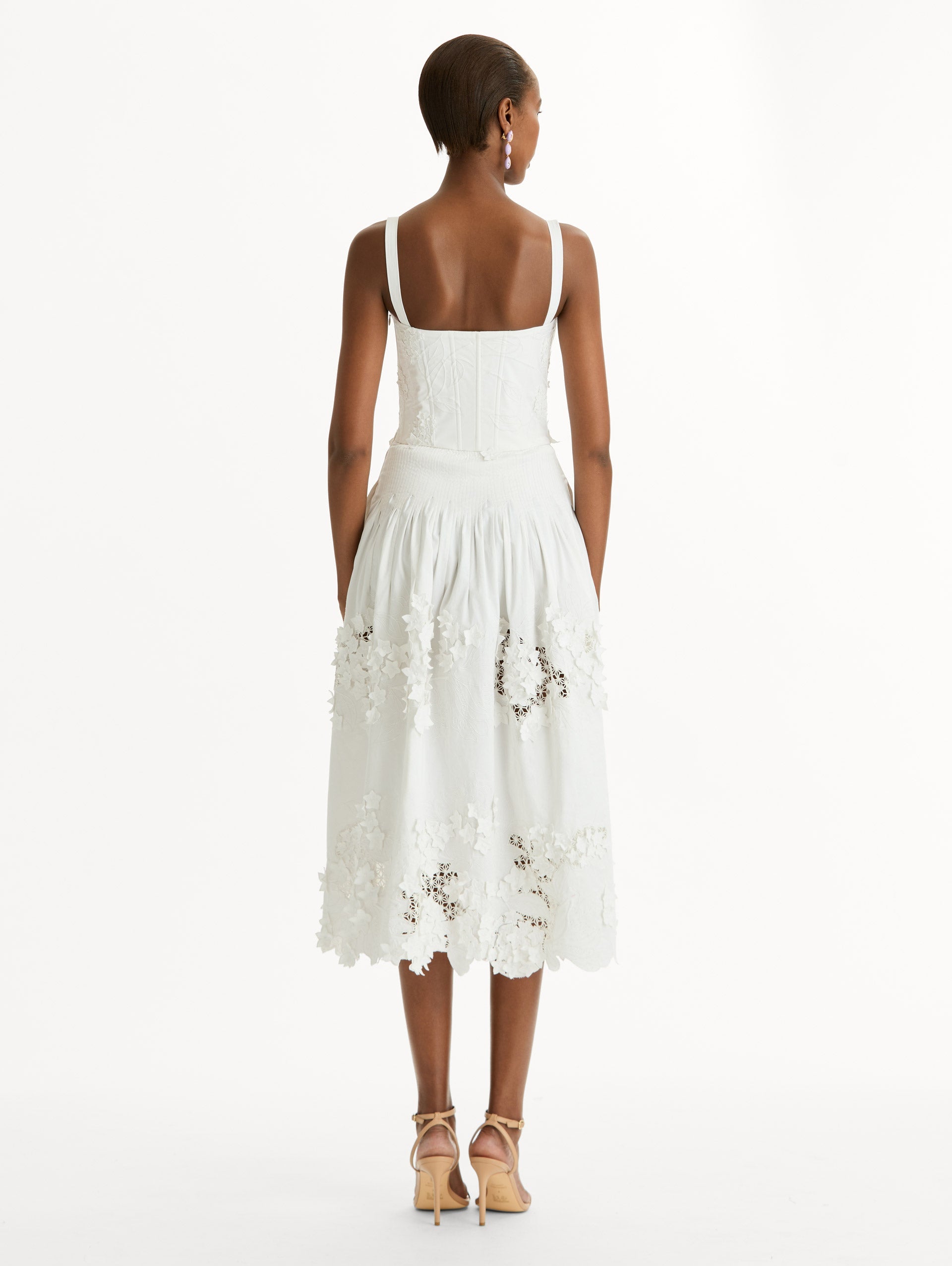 Porcelain Flower Guipure Bustier Dress White / Oscar de la Renta