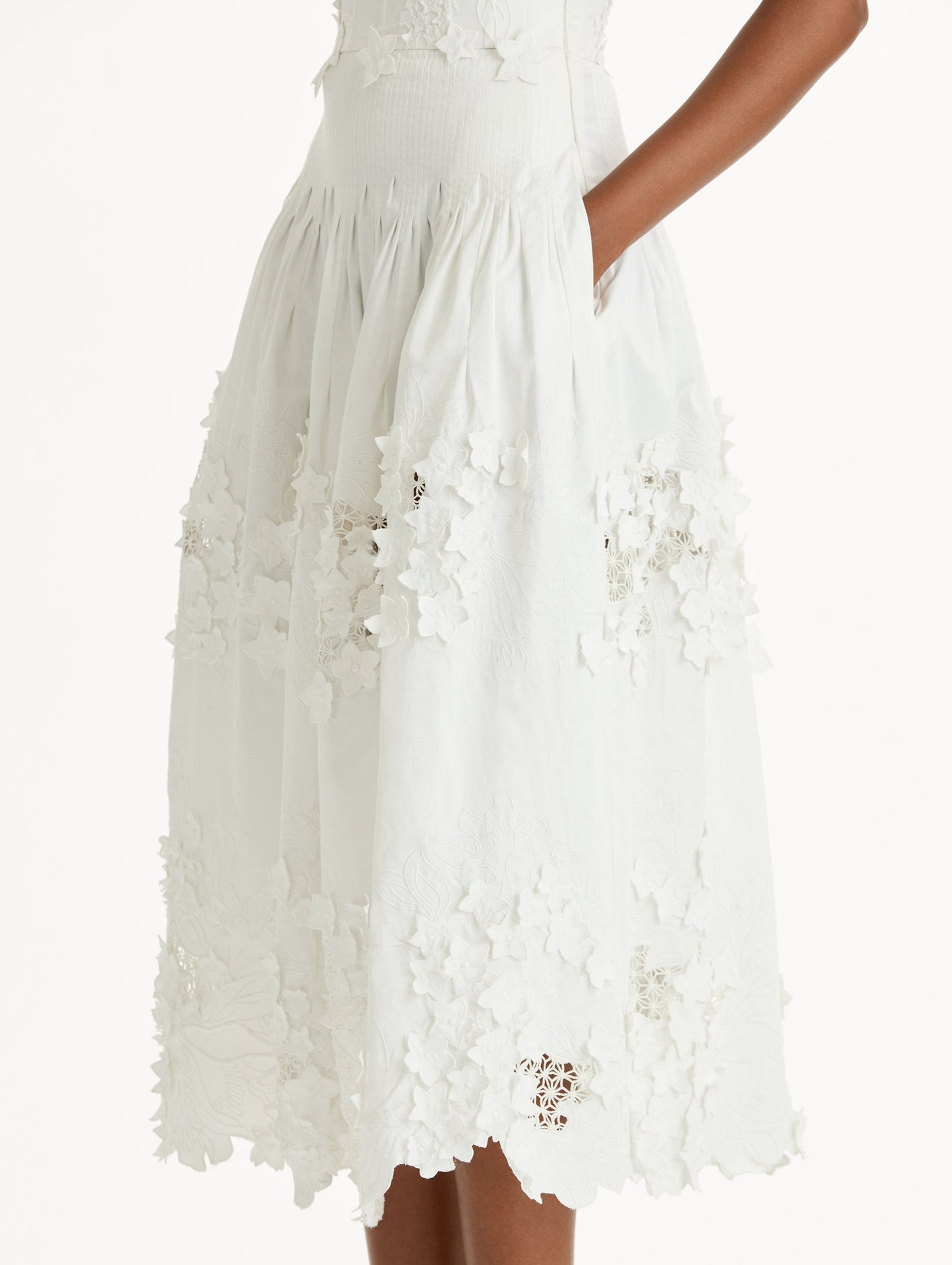 Porcelain Flower Guipure Bustier Dress White / Oscar de la Renta