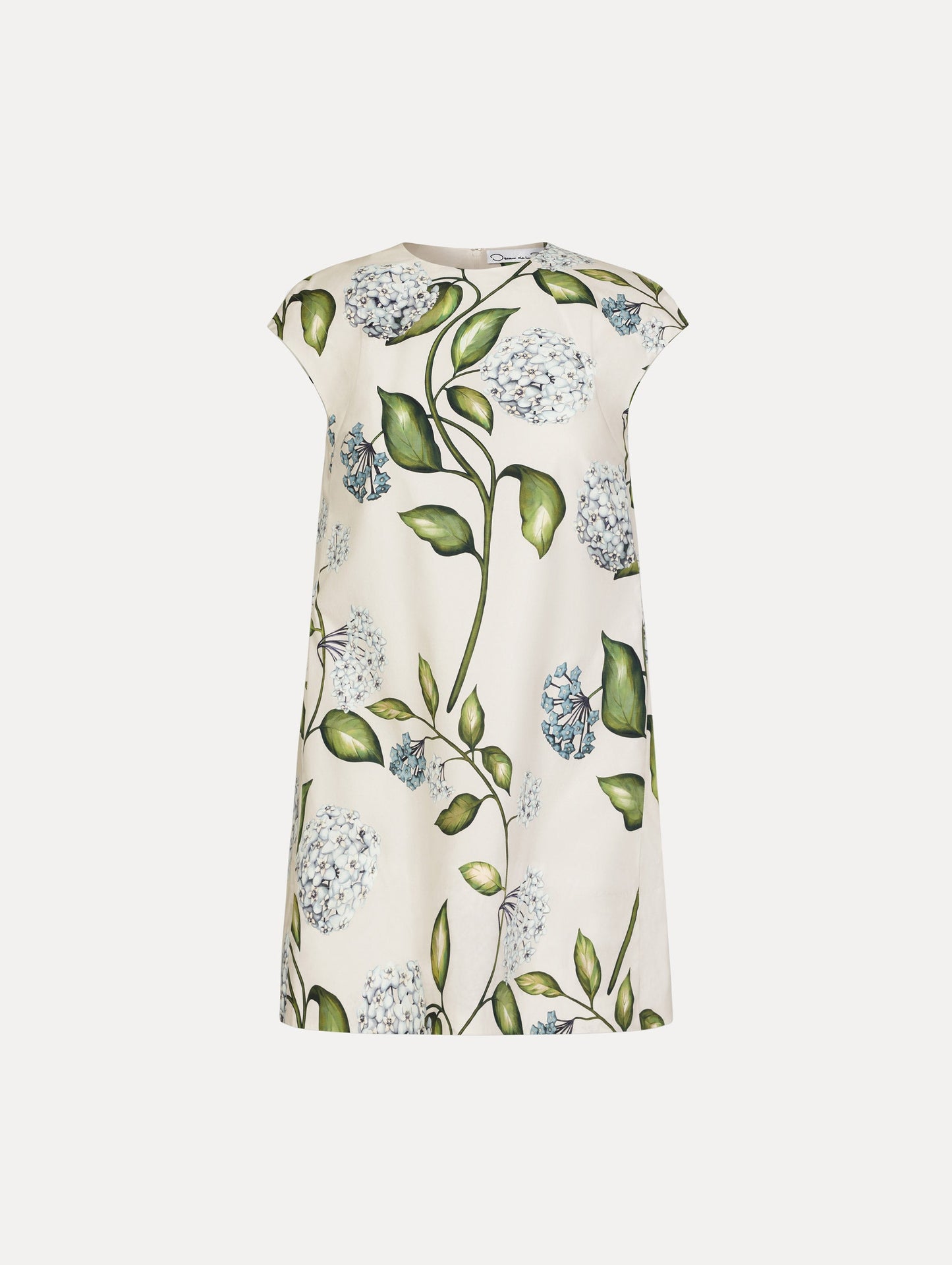Porcelain Flower Cotton Poplin Mini Dress Denim/white / Oscar de la Renta