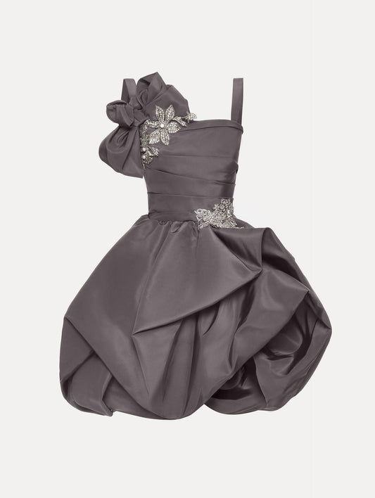 Brooch Embroidered Cocktail Sleeveless Dress Stone / Oscar de la Renta