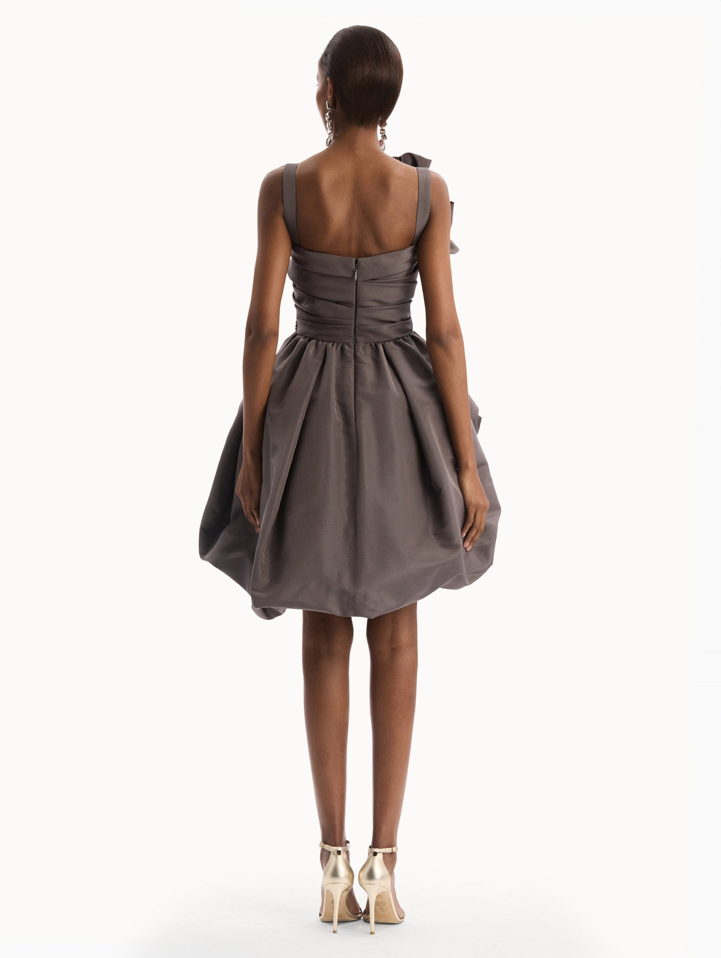 Brooch Embroidered Cocktail Sleeveless Dress Stone / Oscar de la Renta