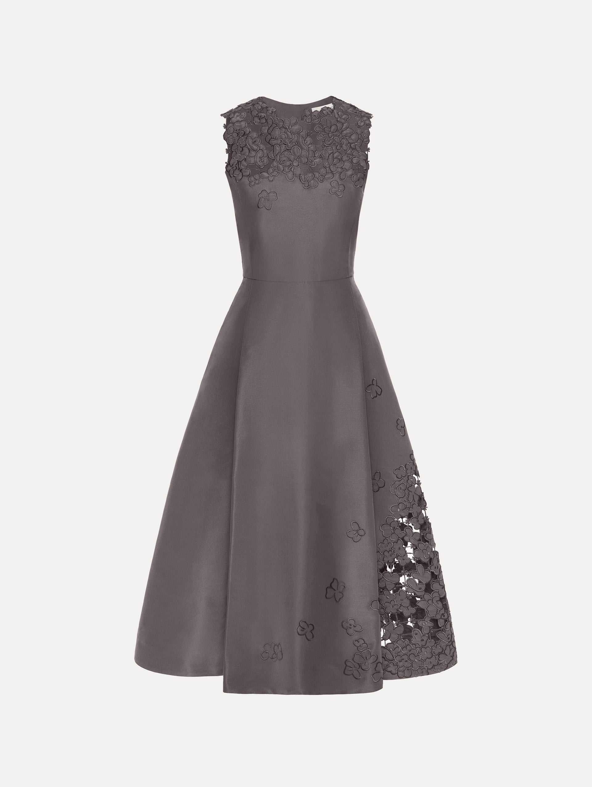 Floral Cutout Threadwork Dress Stone / Oscar de la Renta