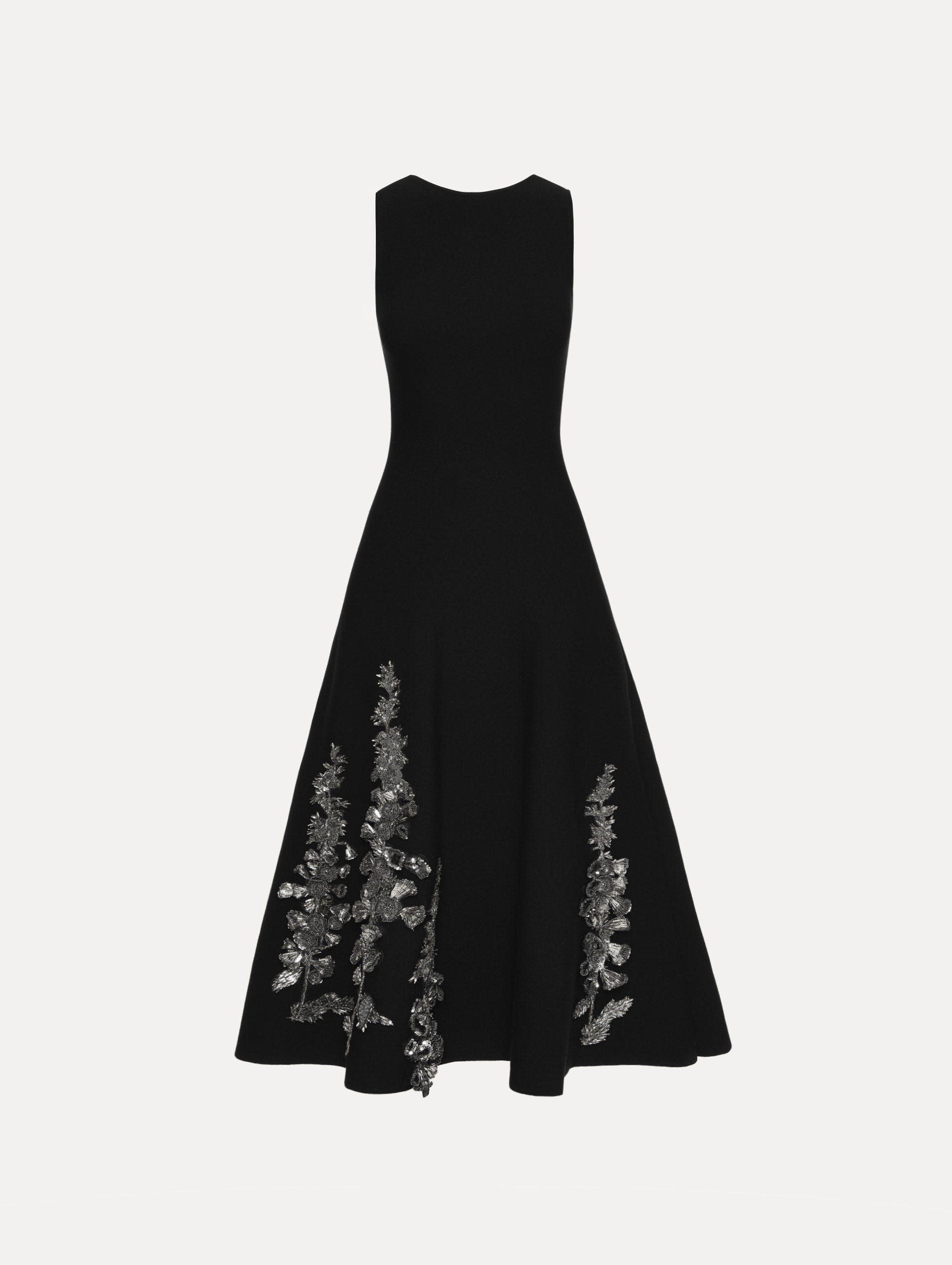 Foxglove Sequin Embroidered Knit Dress Black / Oscar de la Renta