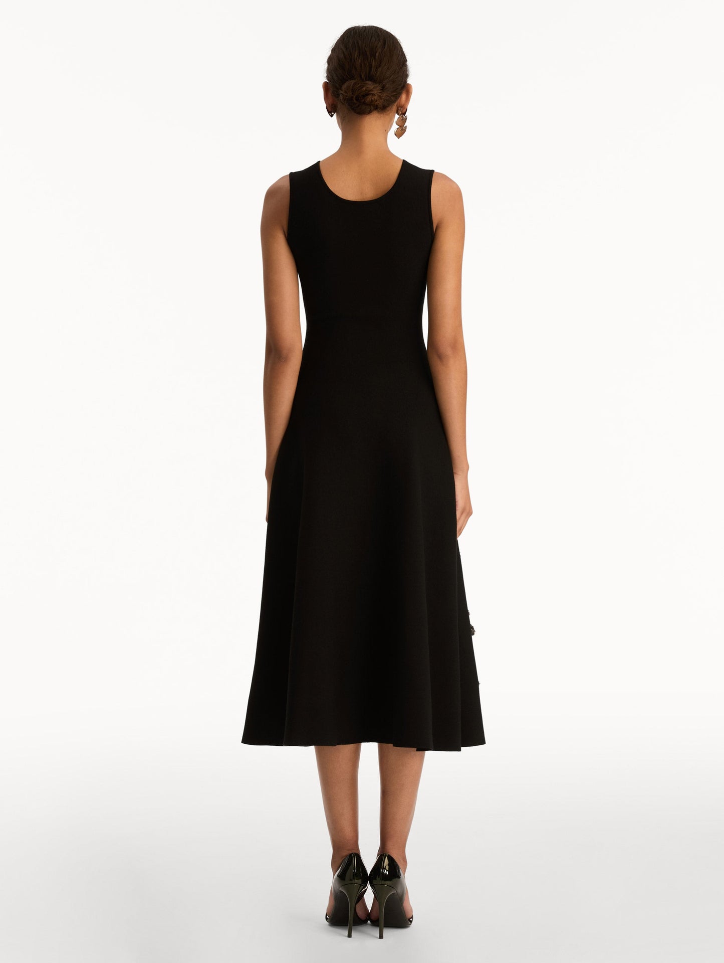 Foxglove Sequin Embroidered Knit Dress Black / Oscar de la Renta