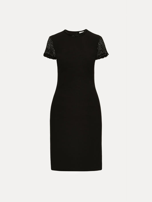 Bugle Bead Embroidered Cocktail Dress Black / Oscar de la Renta