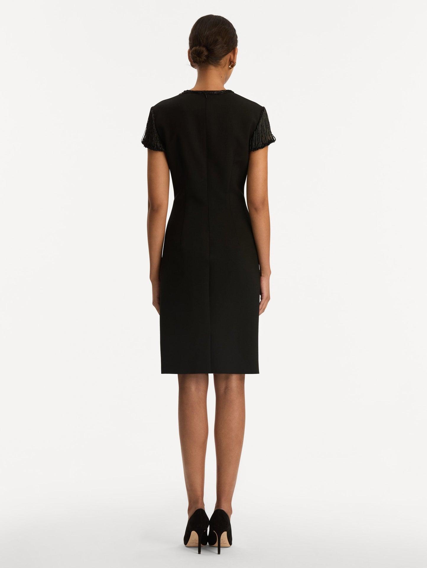 Bugle Bead Embroidered Cocktail Dress Black / Oscar de la Renta