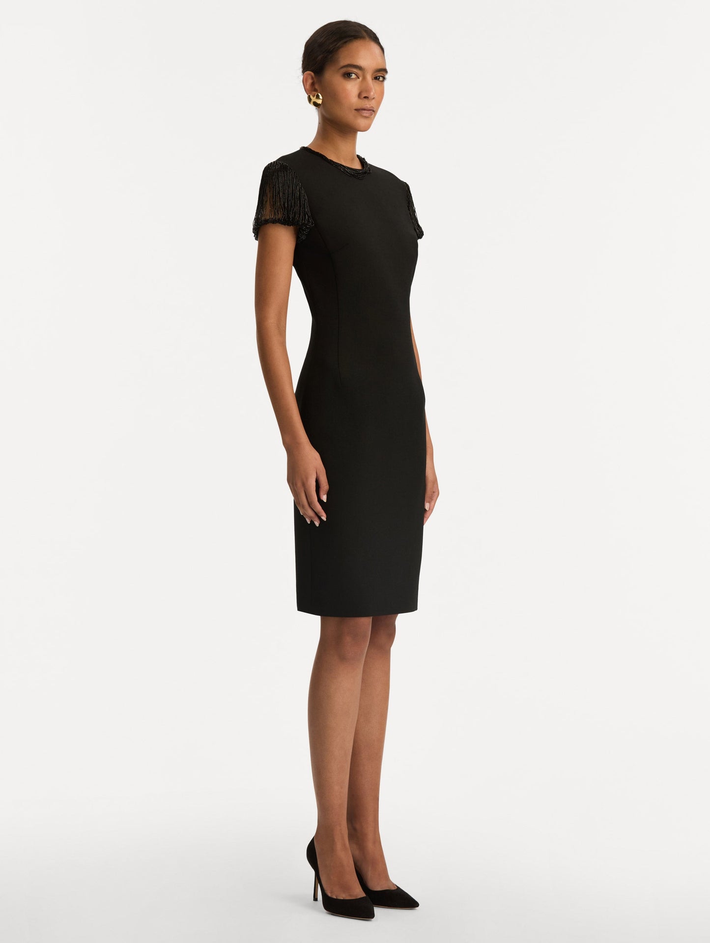 Bugle Bead Embroidered Cocktail Dress Black / Oscar de la Renta