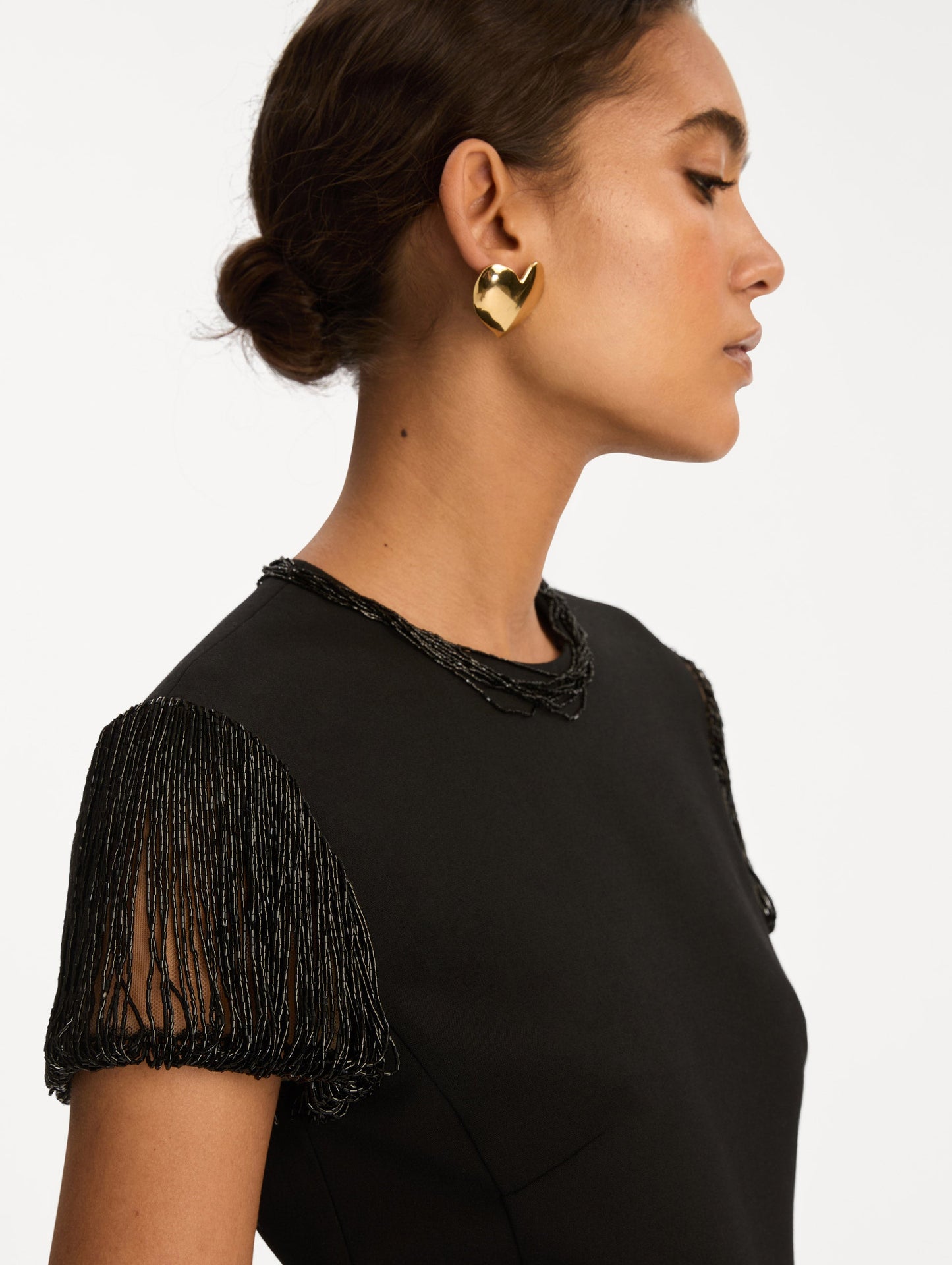 Bugle Bead Embroidered Cocktail Dress Black / Oscar de la Renta