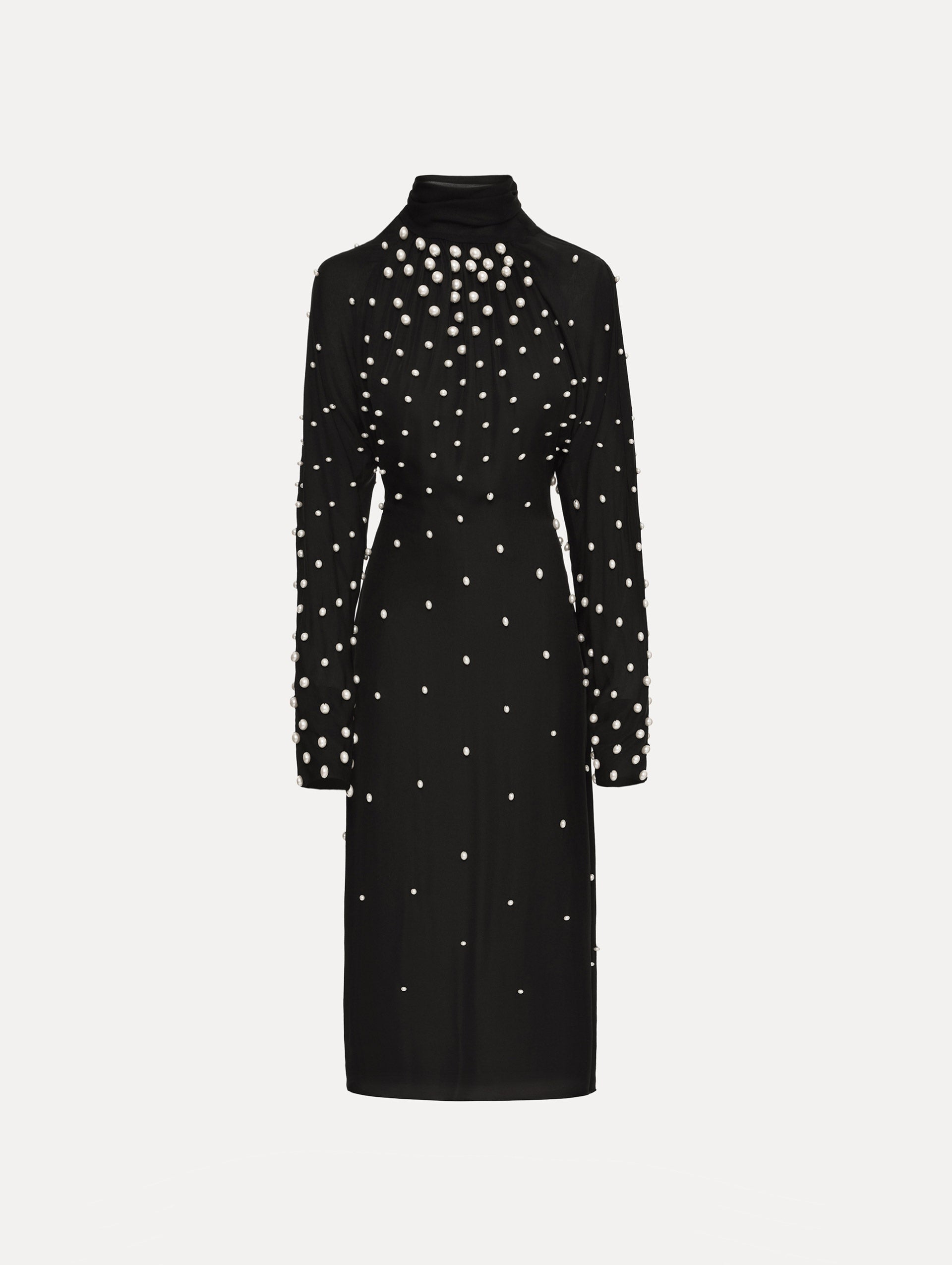 Pearl Cluster Georgette Dress Black / Oscar de la Renta