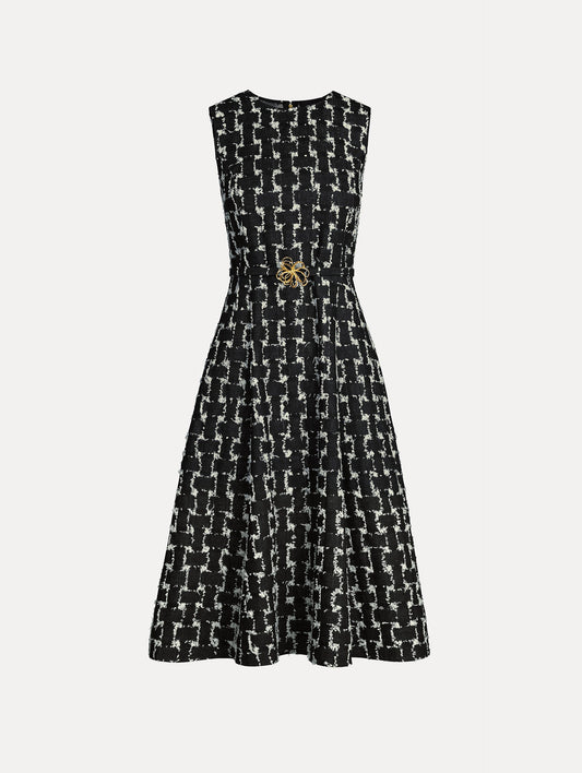 Woven Denim Jacquard Midi Dress Indigo / Oscar de la Renta