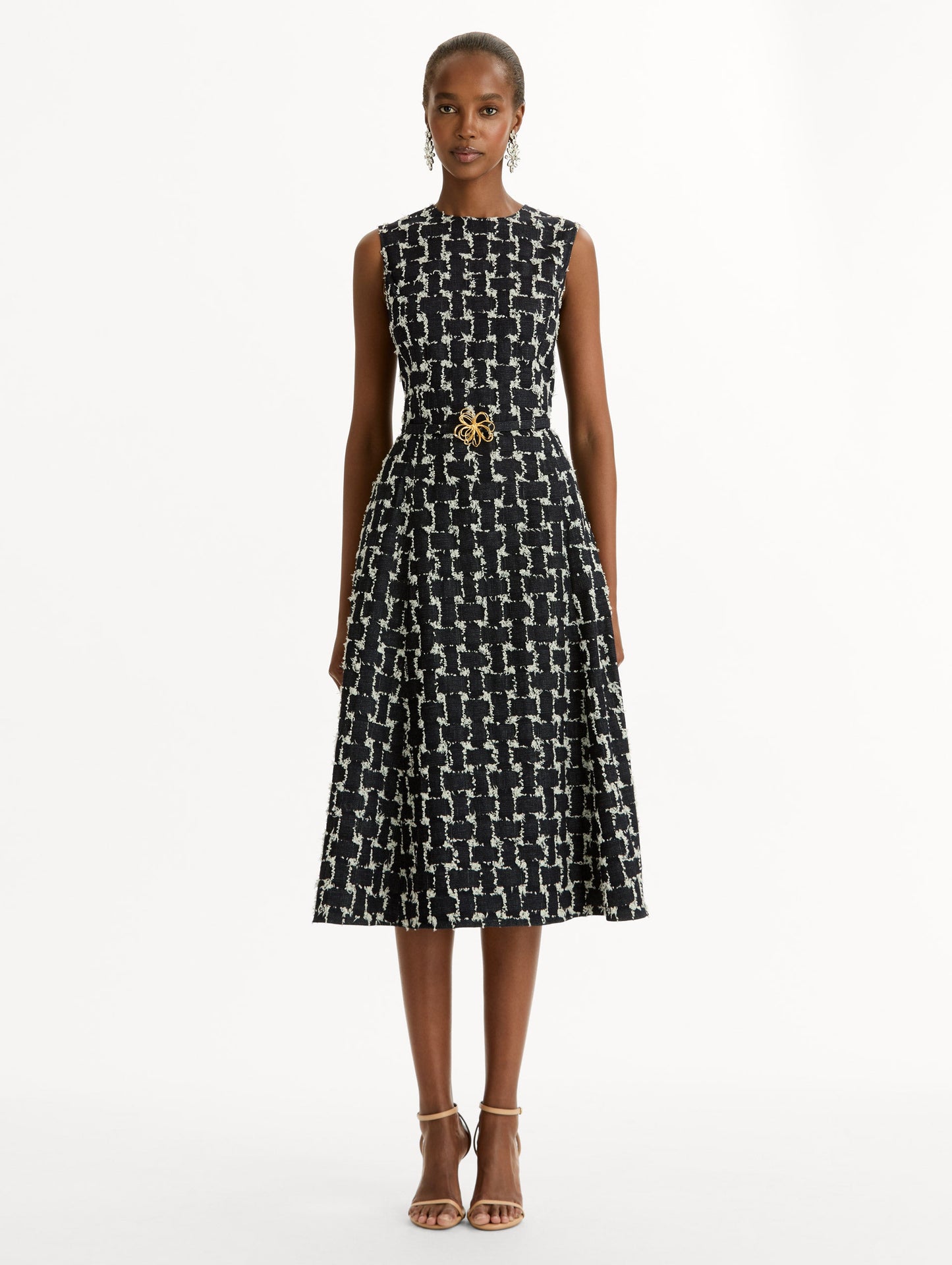 Woven Denim Jacquard Midi Dress Indigo / Oscar de la Renta