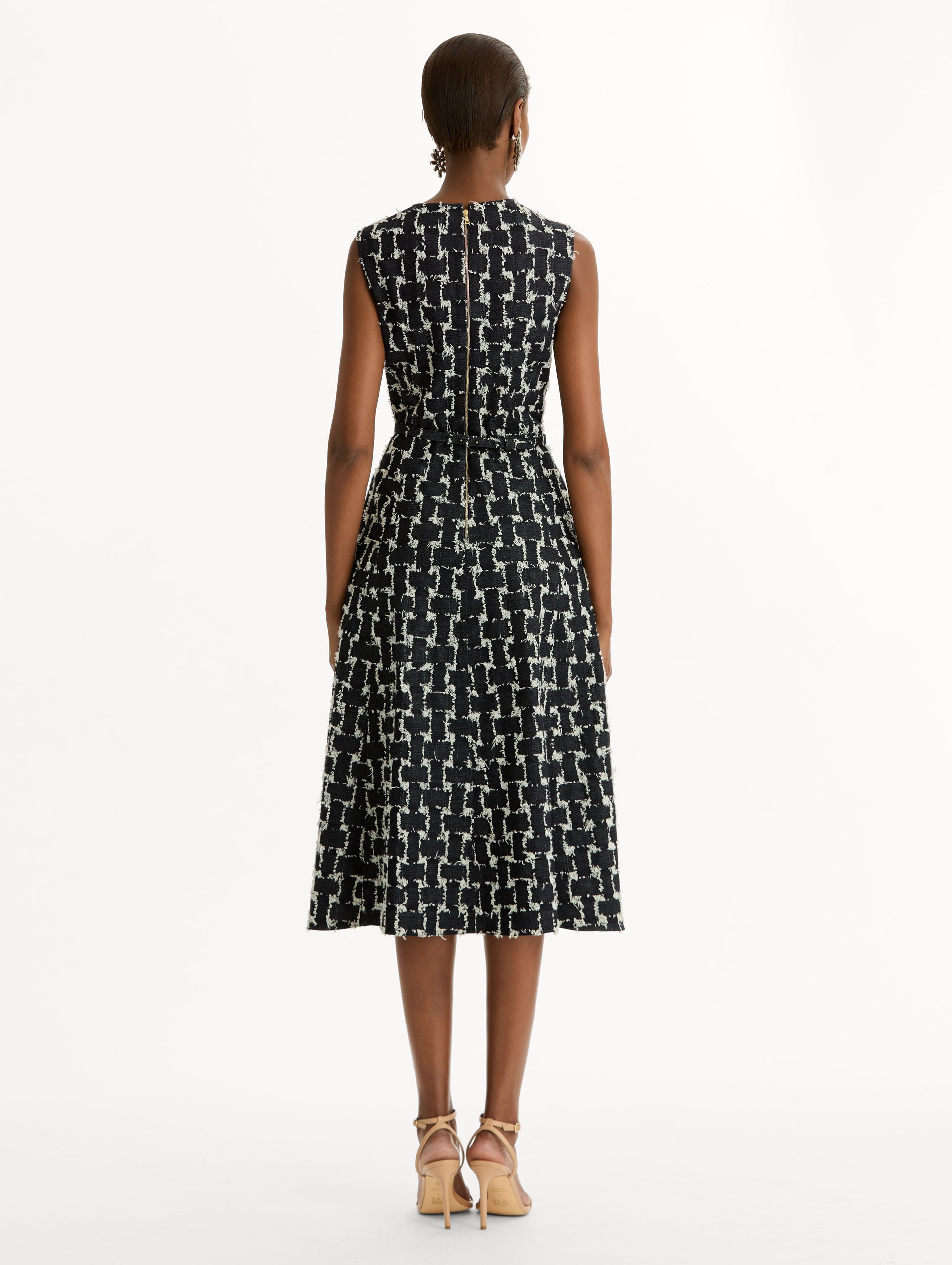 Woven Denim Jacquard Midi Dress Indigo / Oscar de la Renta