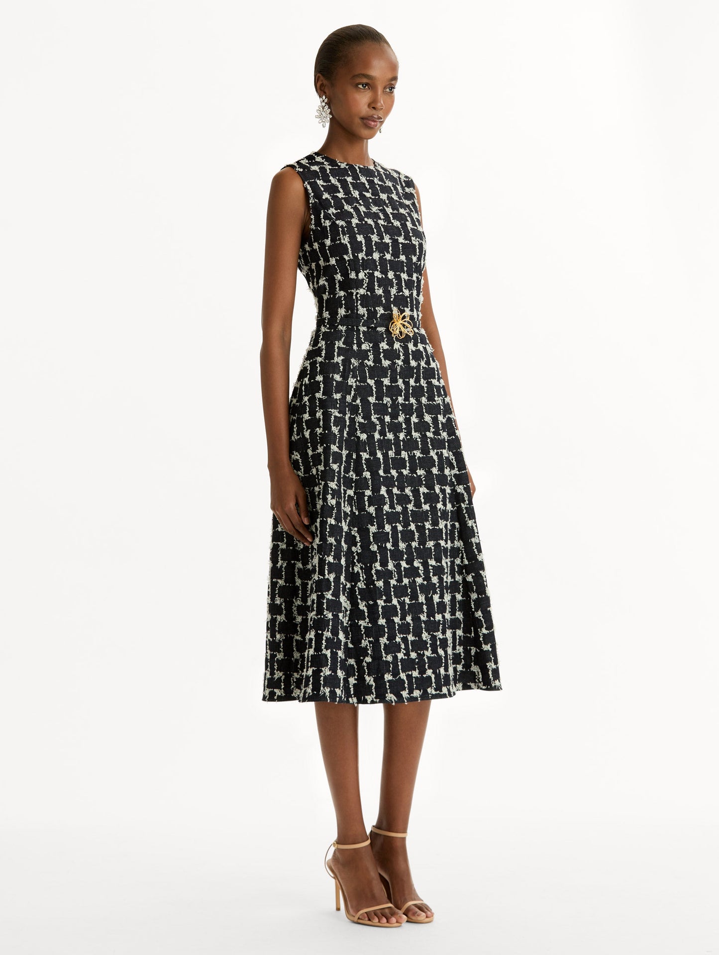Woven Denim Jacquard Midi Dress Indigo / Oscar de la Renta