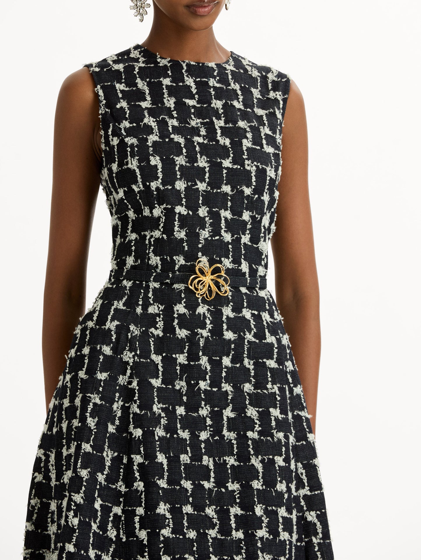 Woven Denim Jacquard Midi Dress Indigo / Oscar de la Renta