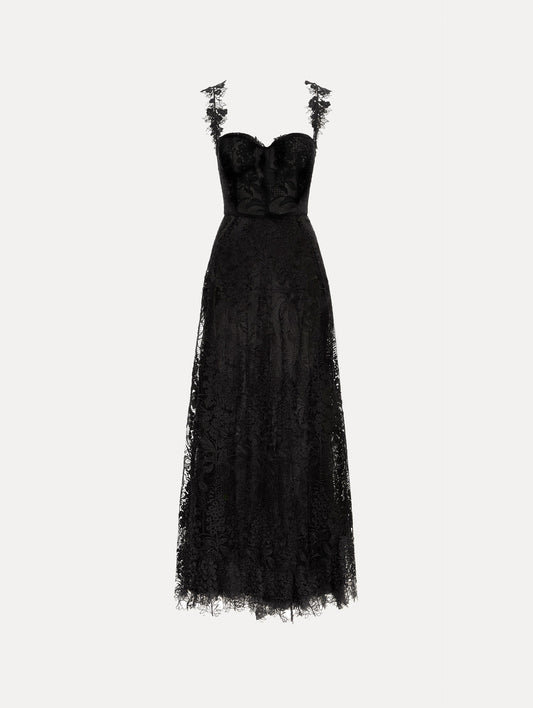 Foxglove Guipure Cocktail Dress Black / Oscar de la Renta