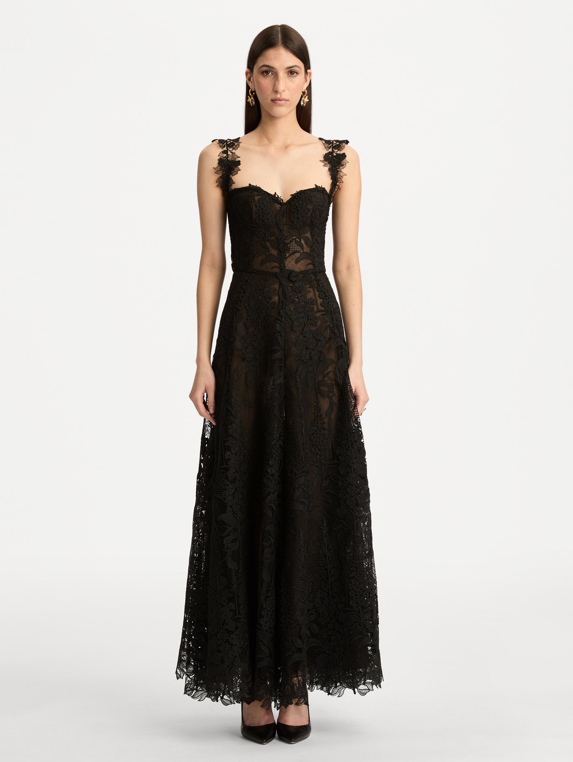 Foxglove Guipure Cocktail Dress Black / Oscar de la Renta