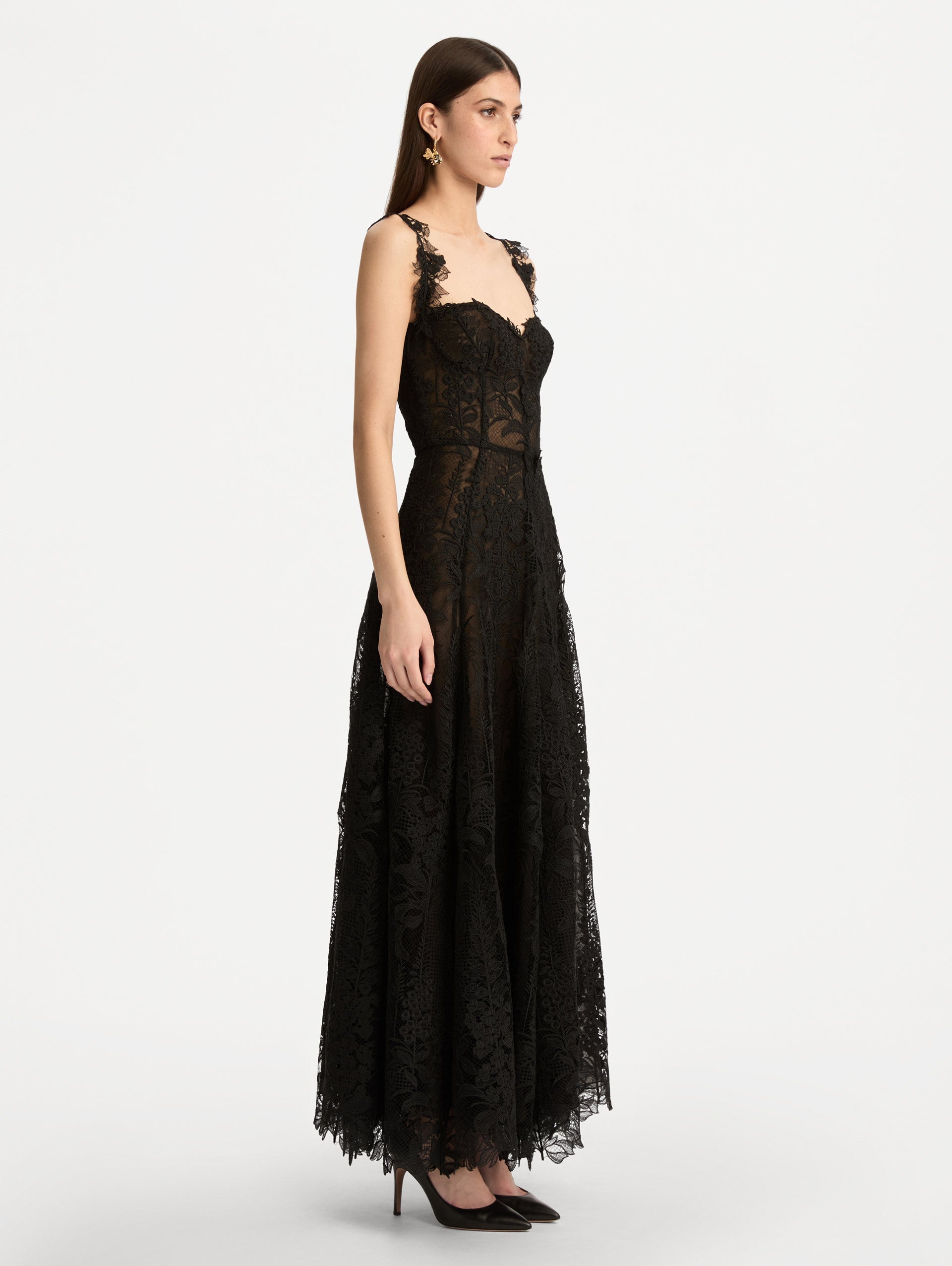 Foxglove Guipure Cocktail Dress Black / Oscar de la Renta