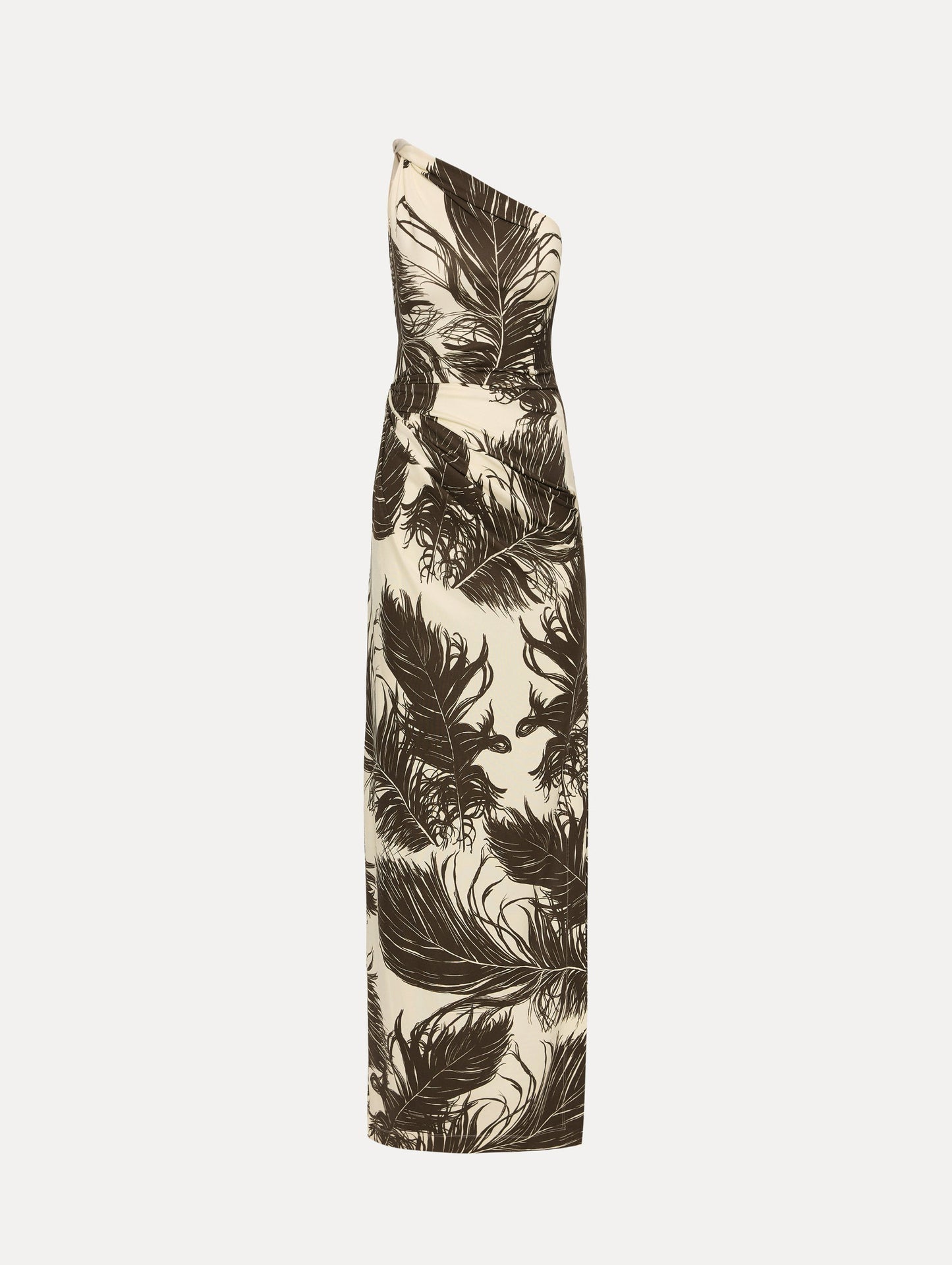 Feather Jersey Maxi Dress Dark brown/ecru / Oscar de la Renta