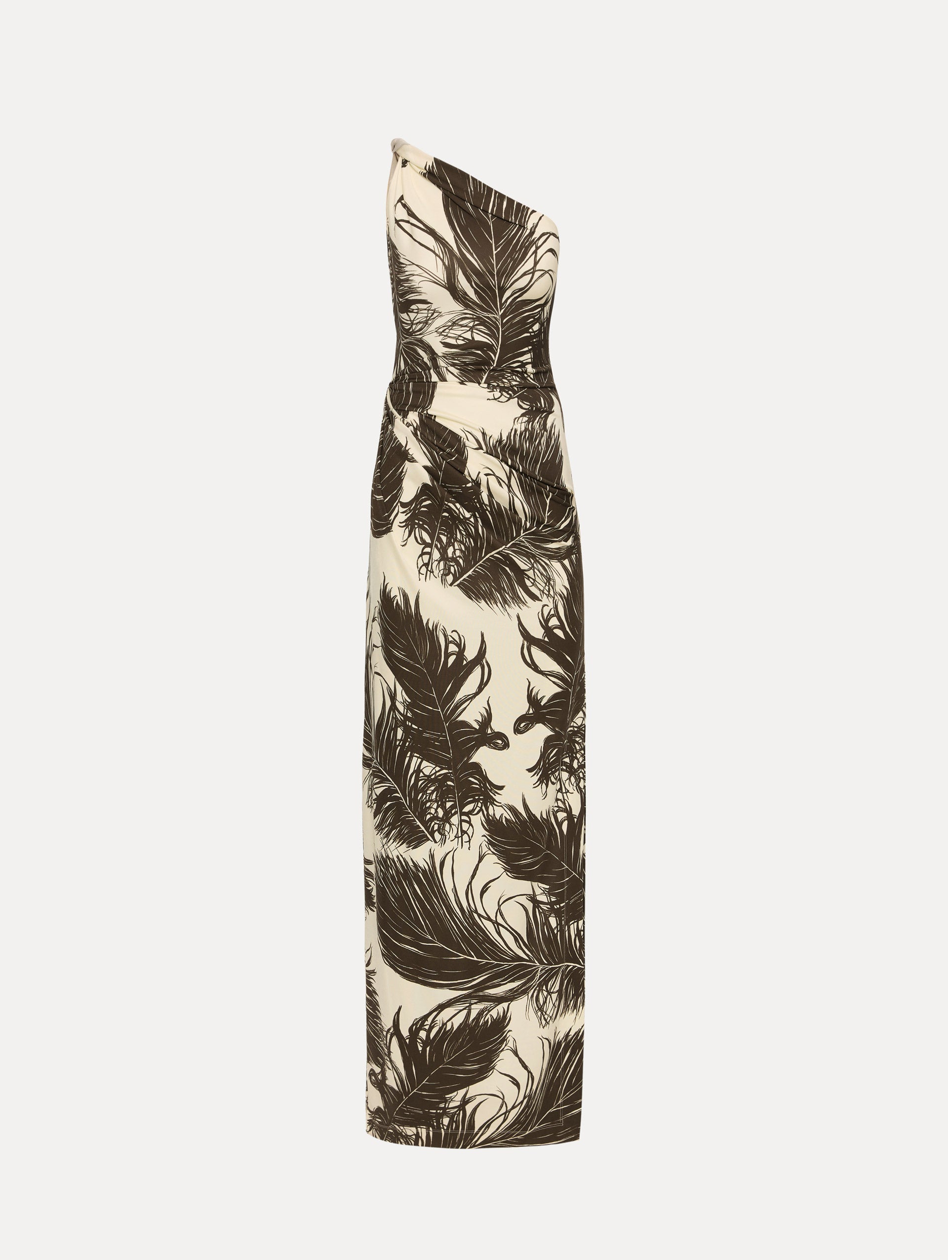 Feather Jersey Maxi Dress Dark brown/ecru / Oscar de la Renta