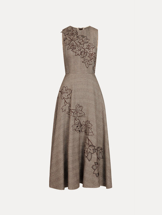 Ivy Threadwork Cutout Dress Walnut/natural / Oscar de la Renta