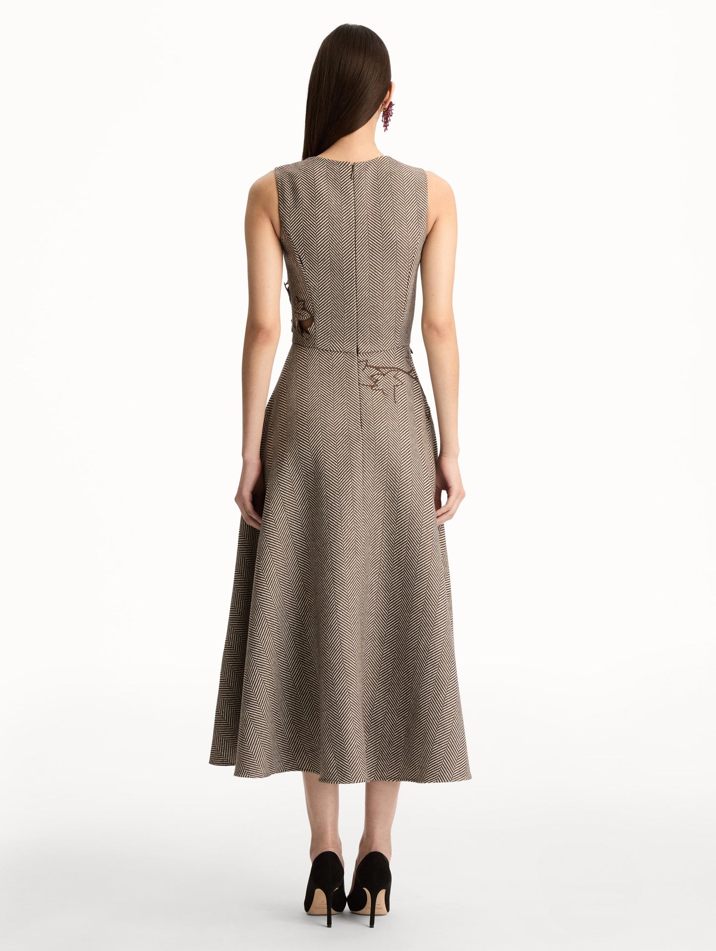 Ivy Threadwork Cutout Dress Walnut/natural / Oscar de la Renta