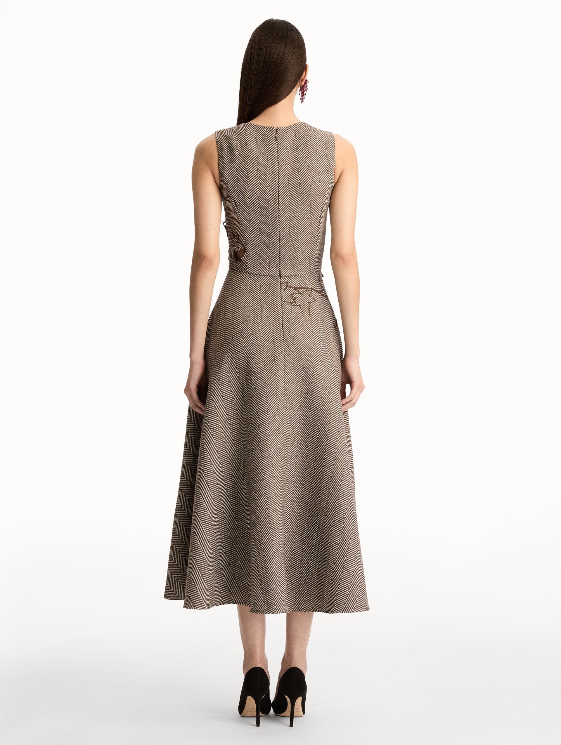Ivy Threadwork Cutout Dress Walnut/natural / Oscar de la Renta
