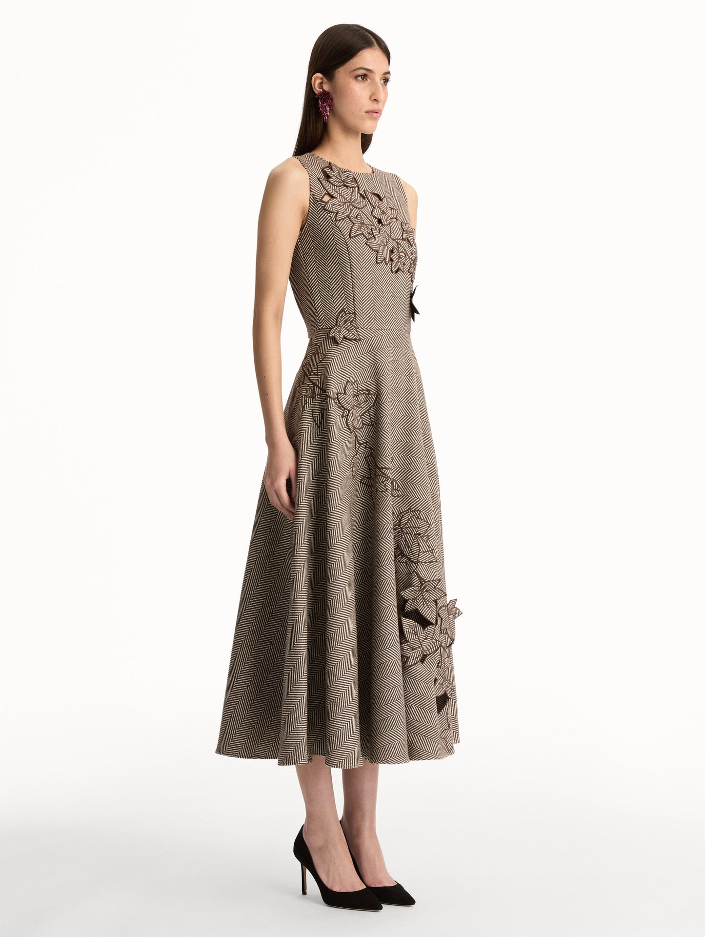 Ivy Threadwork Cutout Dress Walnut/natural / Oscar de la Renta