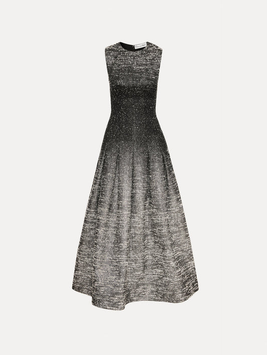 Ombré Lurex Bouclé Jacquard Dress Black/ivory / Oscar de la Renta
