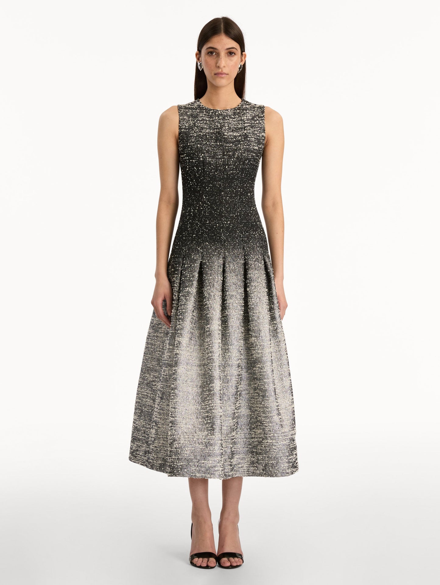 Ombré Lurex Bouclé Jacquard Dress Black/ivory / Oscar de la Renta