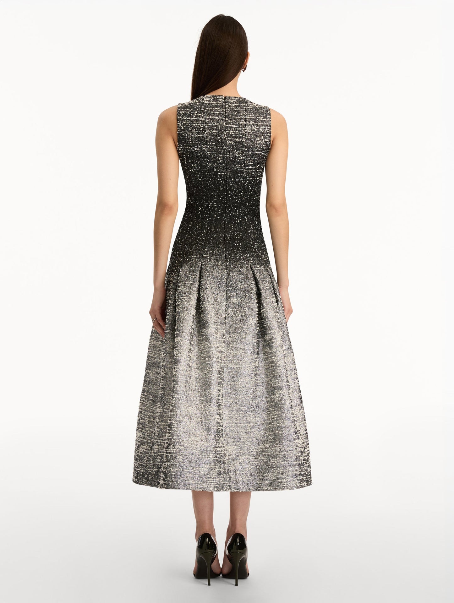 Ombré Lurex Bouclé Jacquard Dress Black/ivory / Oscar de la Renta