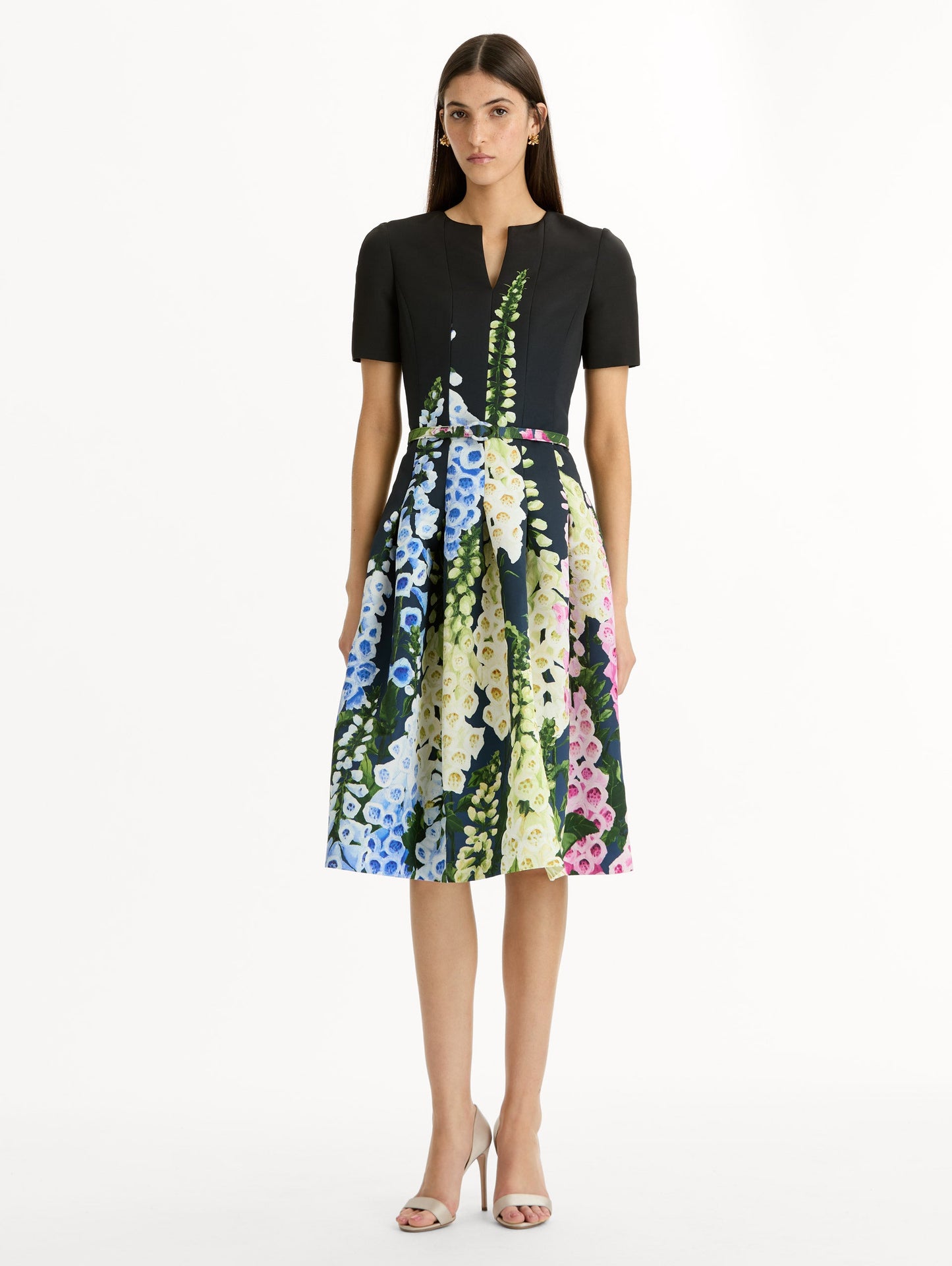 Degradé Foxglove Split-Neck Dress Night sky multi / Oscar de la Renta