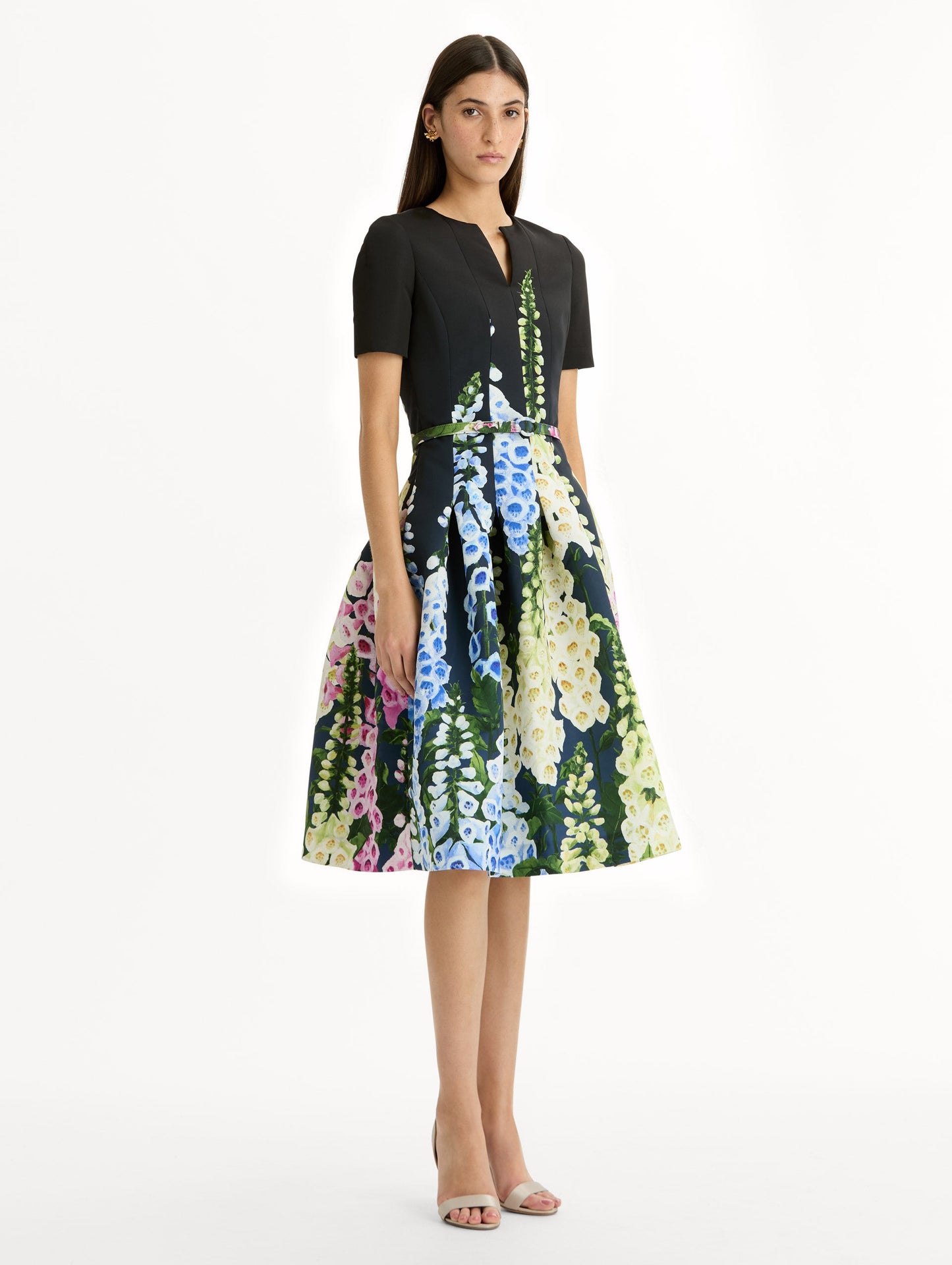 Degradé Foxglove Split-Neck Dress Night sky multi / Oscar de la Renta