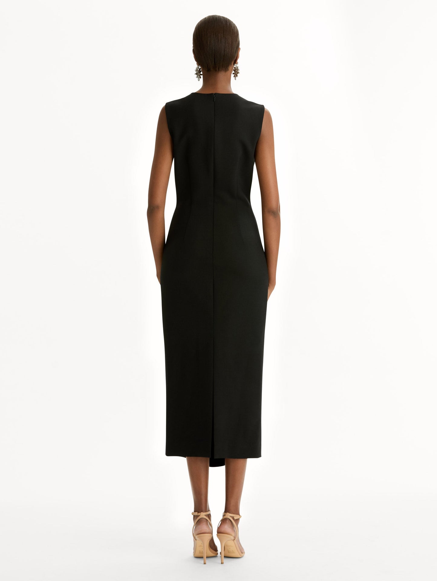 Brooch Embroidered Cocktail Sleeveless Dress Black / Oscar de la Renta