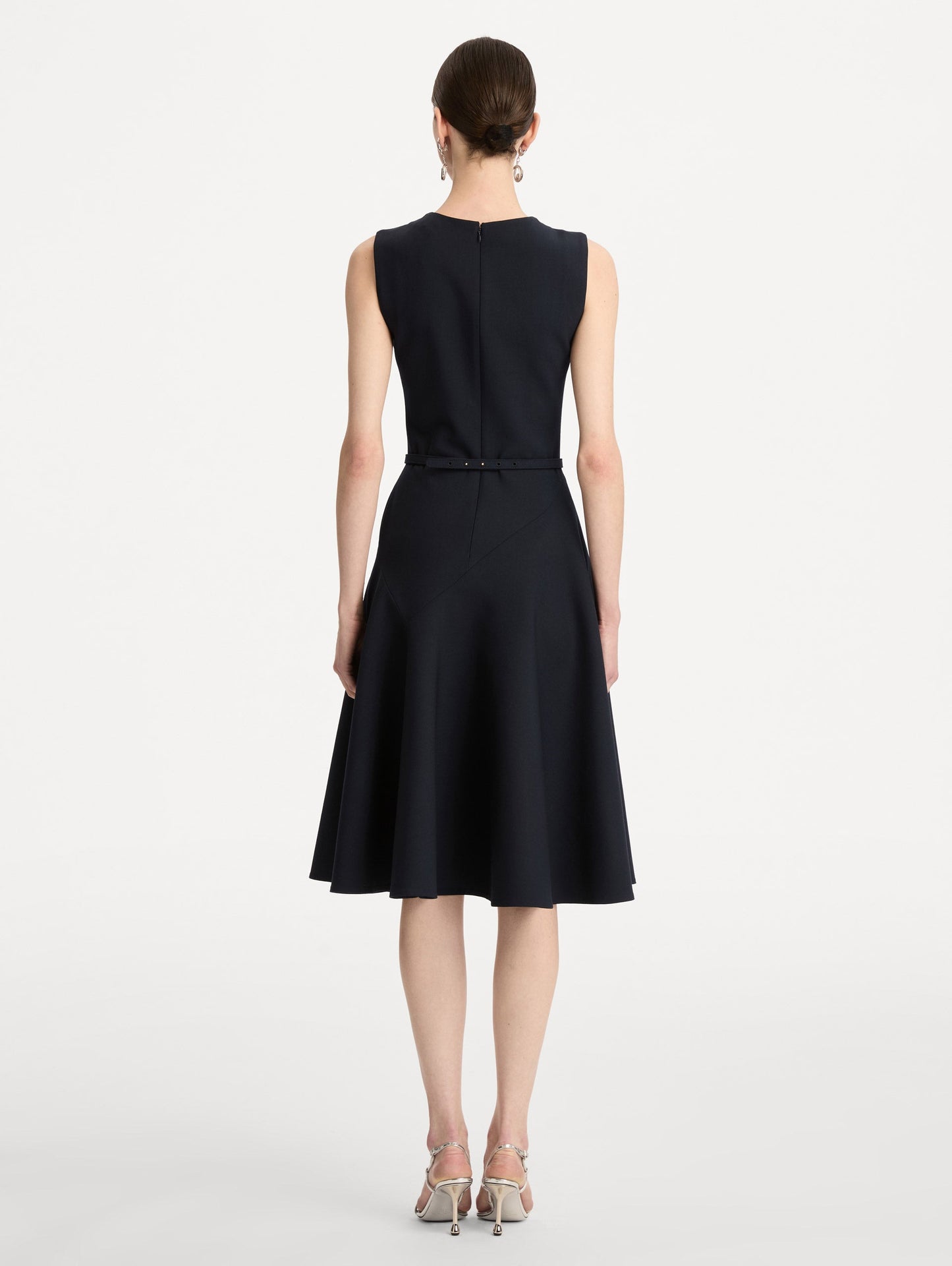 Floral Belt Sleeveless Dress Black / Oscar de la Renta