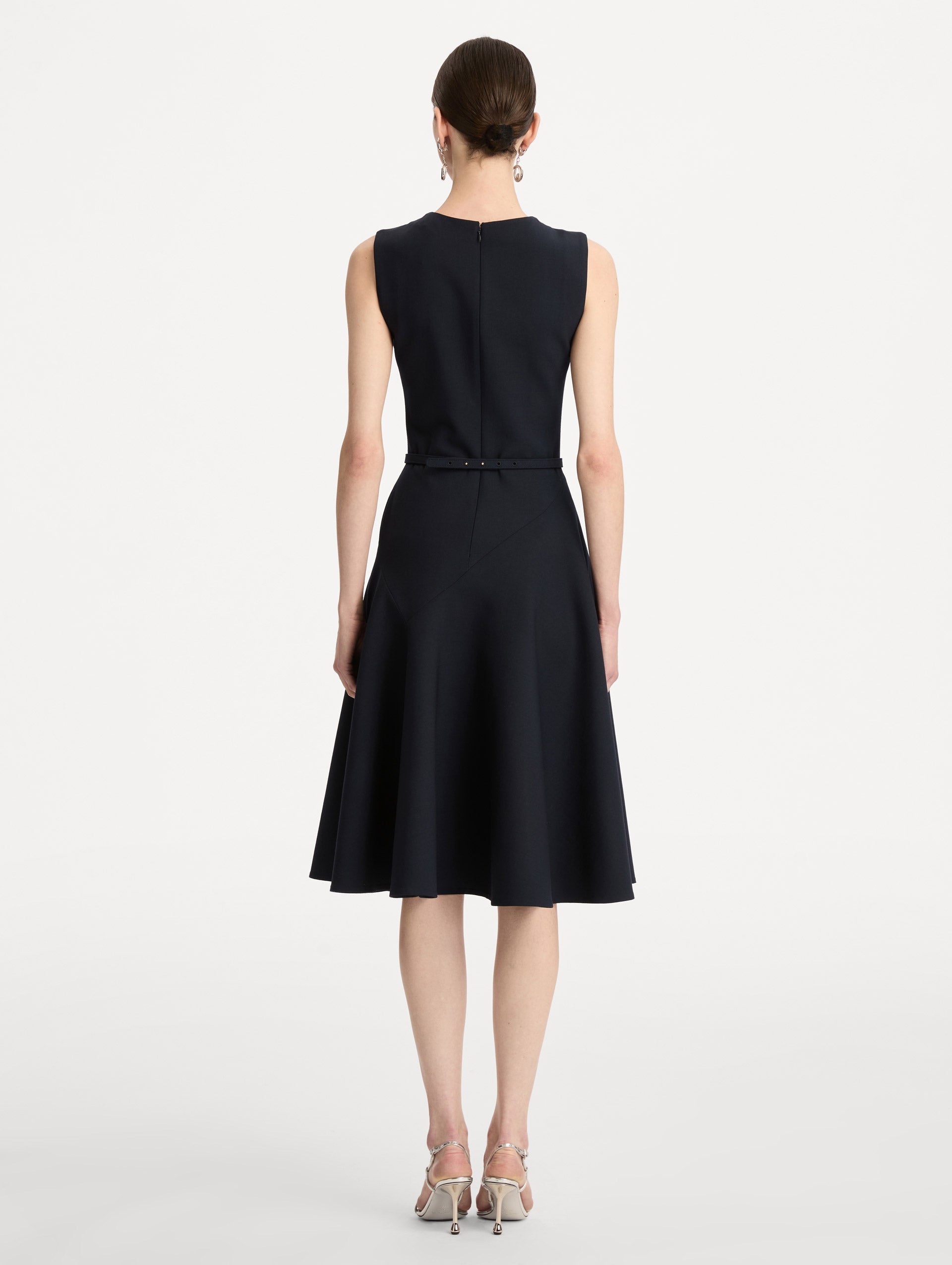 Floral Belt Sleeveless Dress Black / Oscar de la Renta